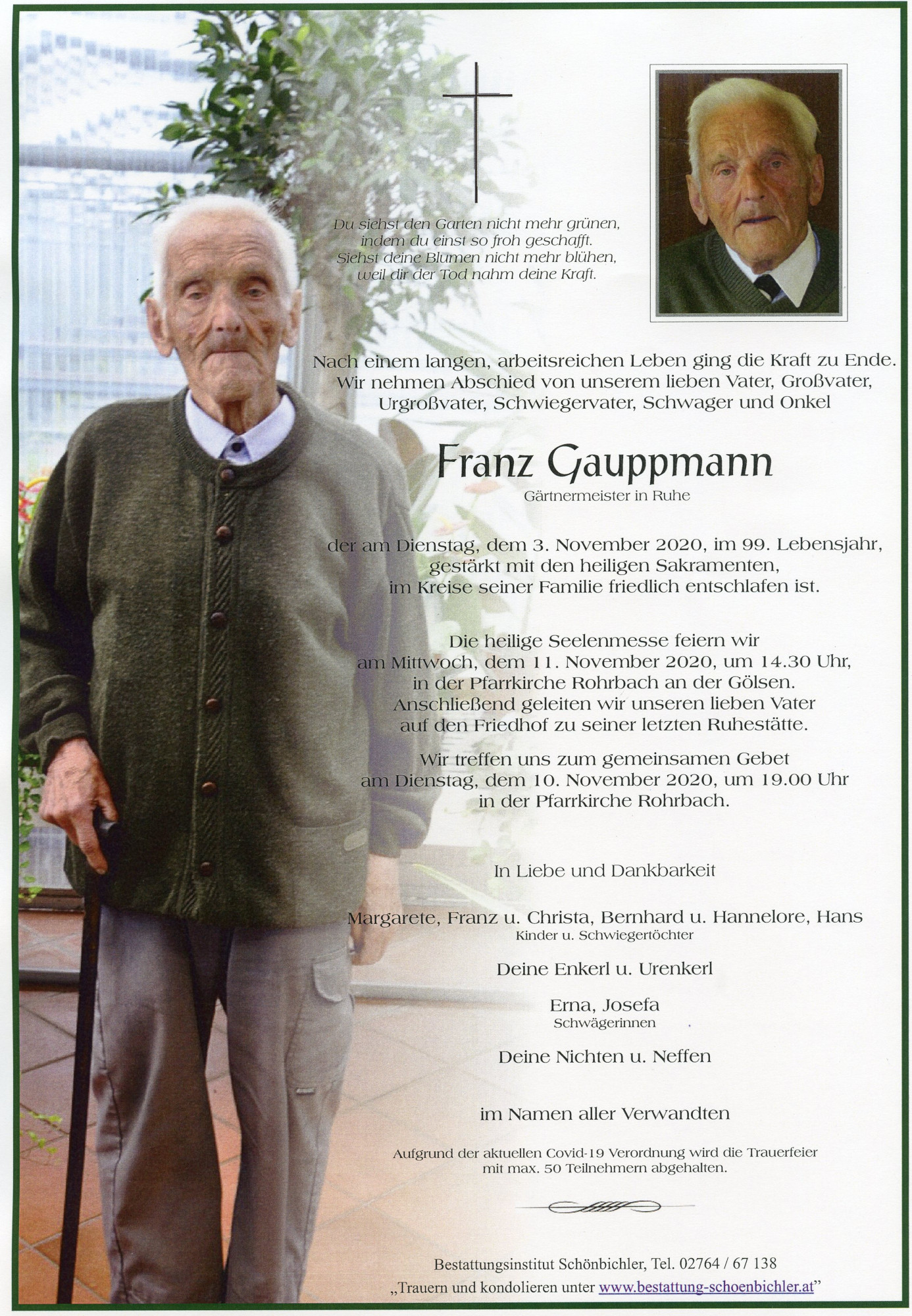 Traueranzeige von Franz Gauppmann