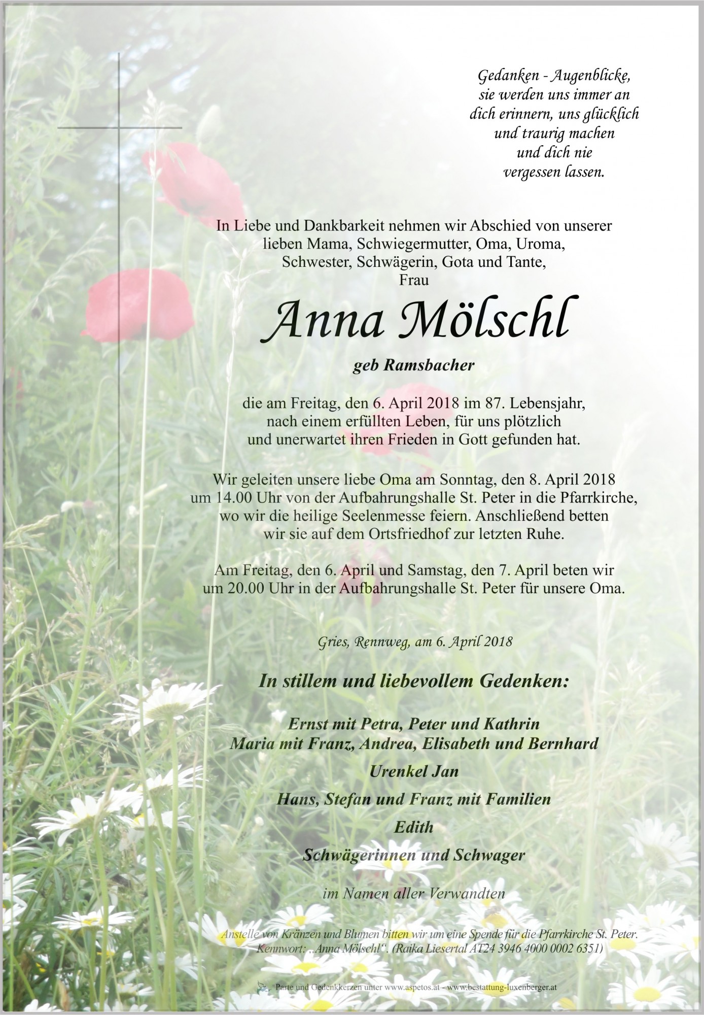 Traueranzeige von Anna Mölschl
