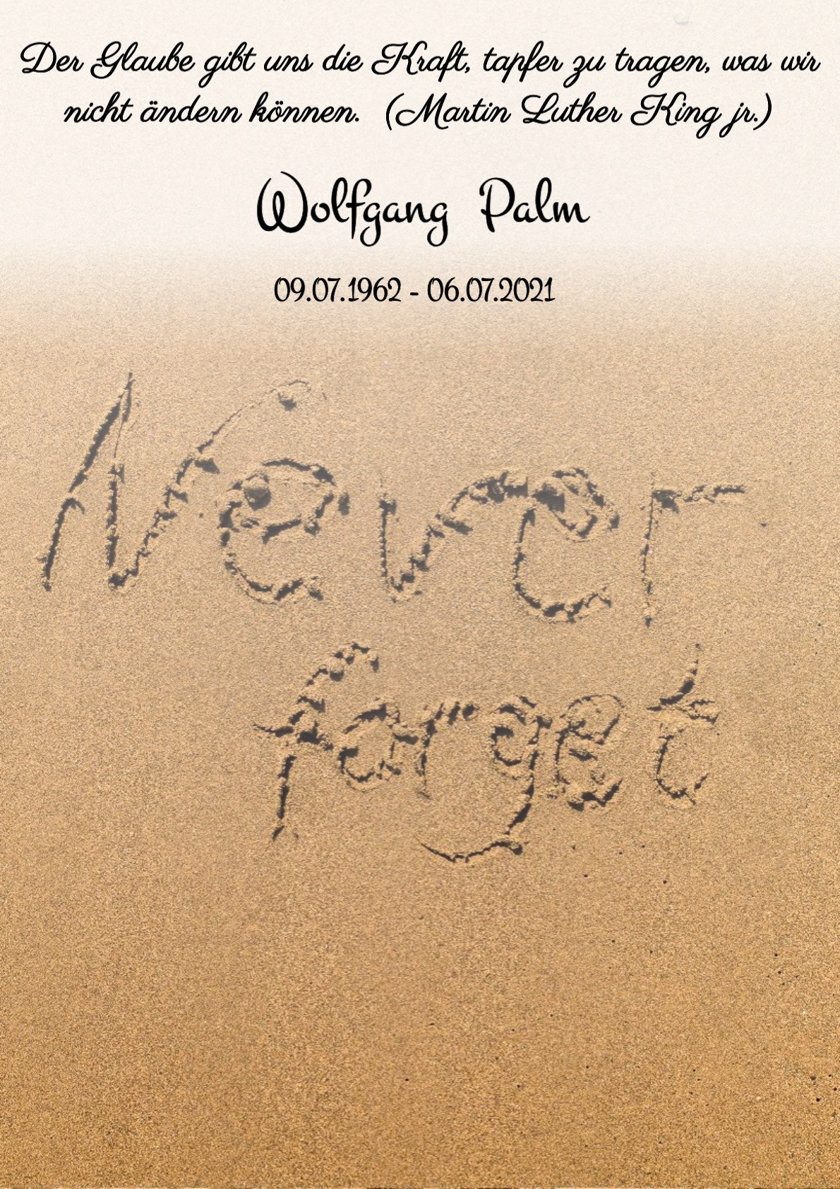 Traueranzeige von Wolfgang Palm