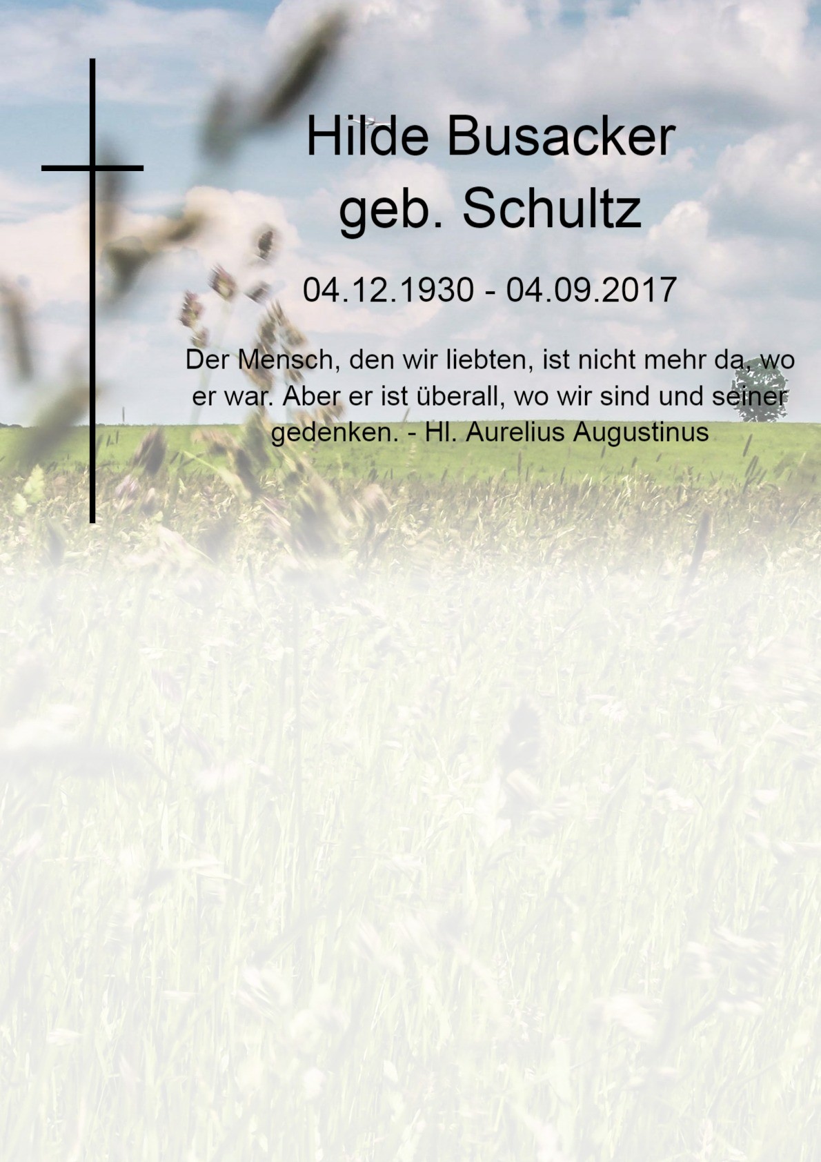 Traueranzeige von Hilde Busacker