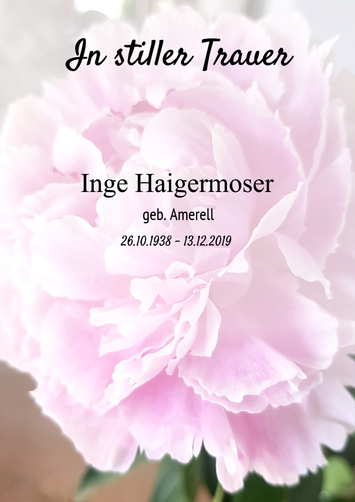 Traueranzeige von Inge Haigermoser