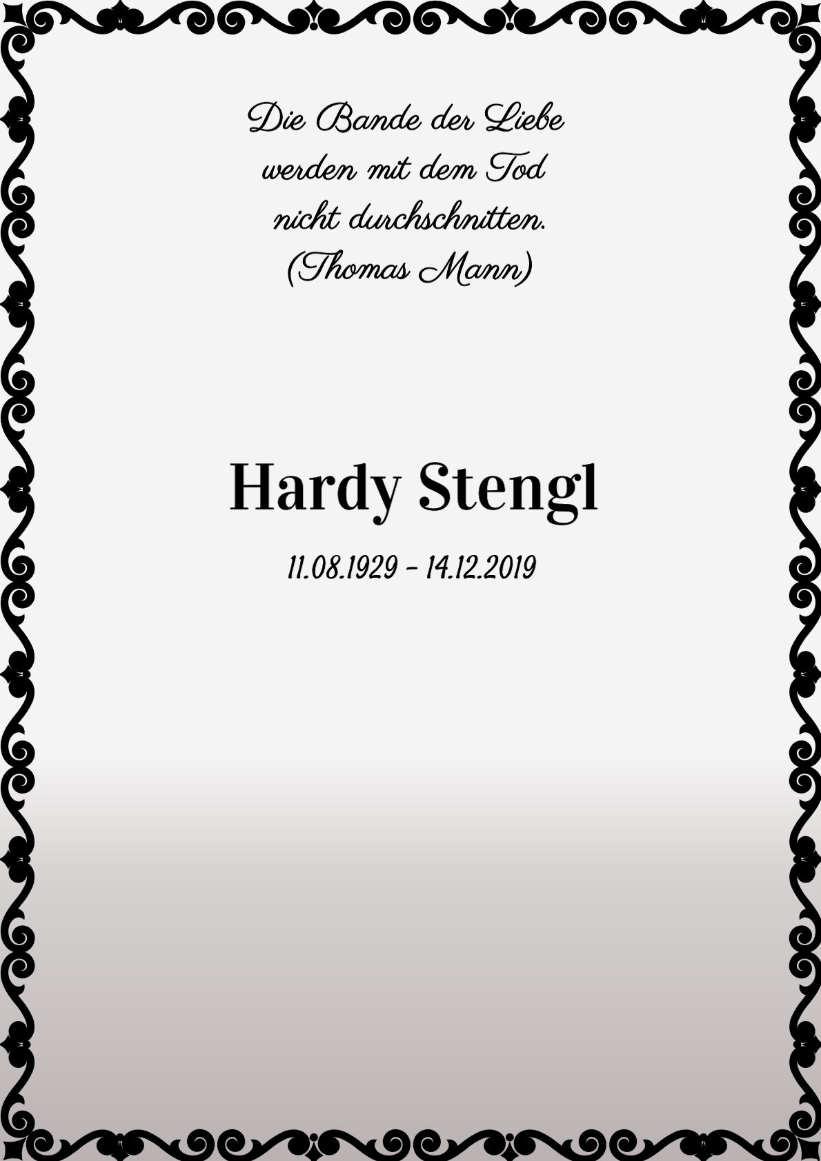 Traueranzeige von Hardy Stengl