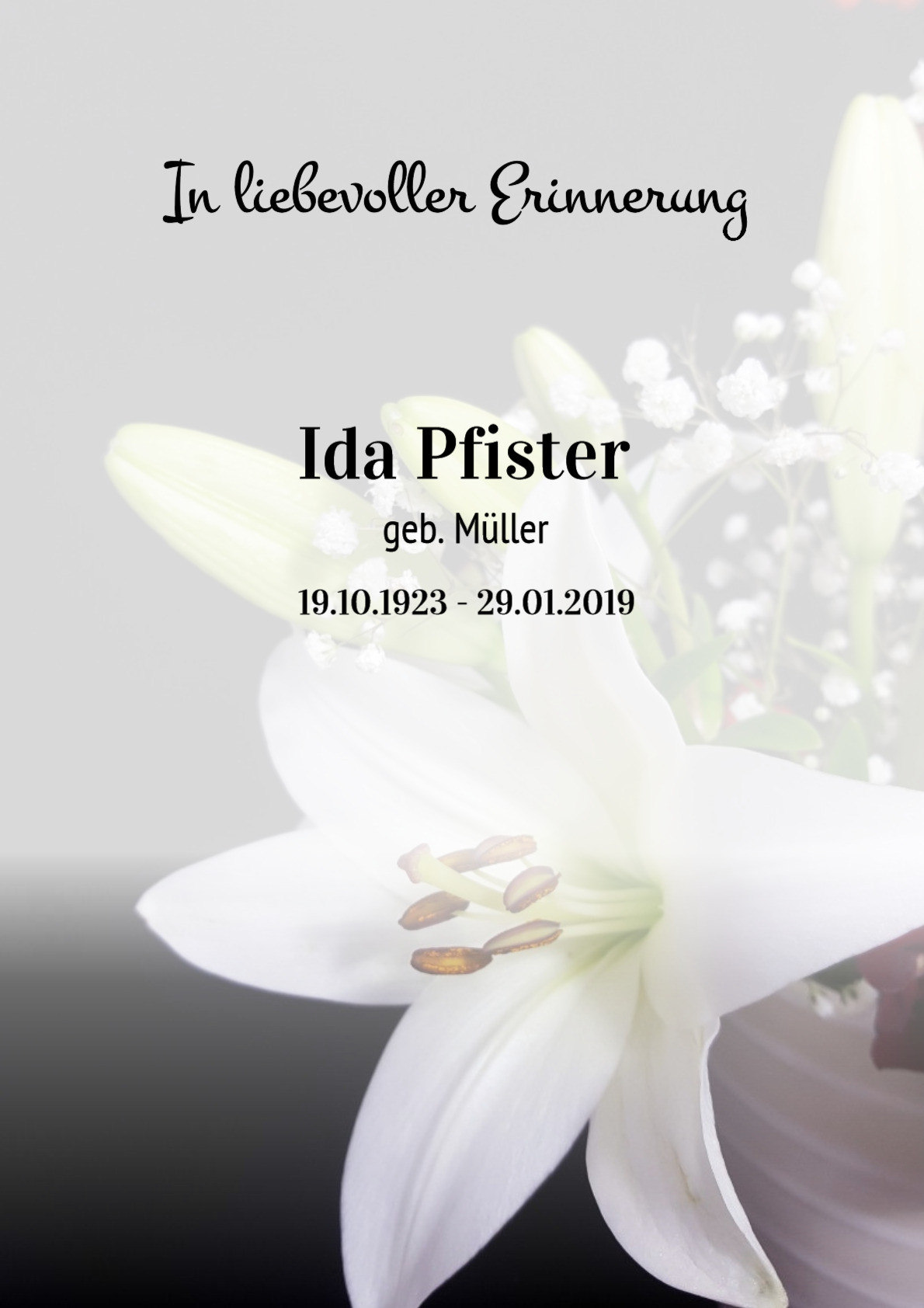 Traueranzeige von Ida Pfister