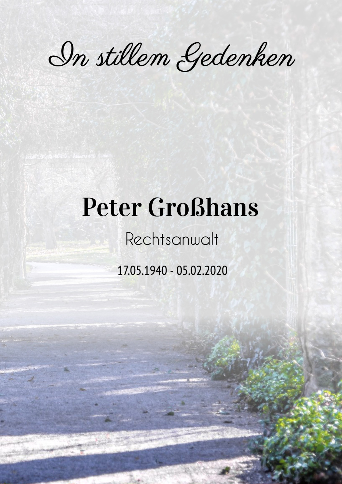 Traueranzeige von Peter Großhans