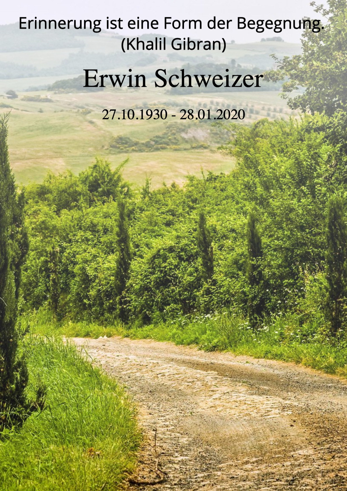Traueranzeige von Erwin Schweizer