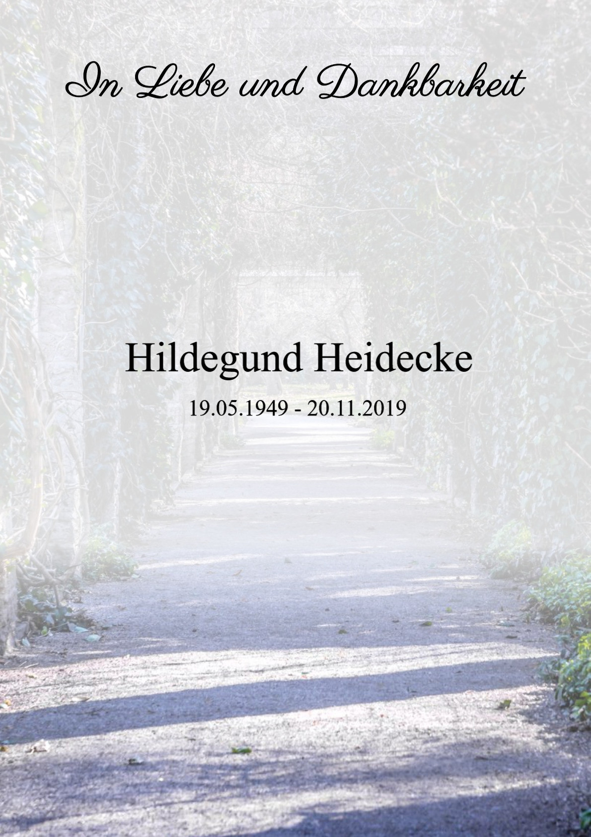Traueranzeige von Hildegund Heidecke