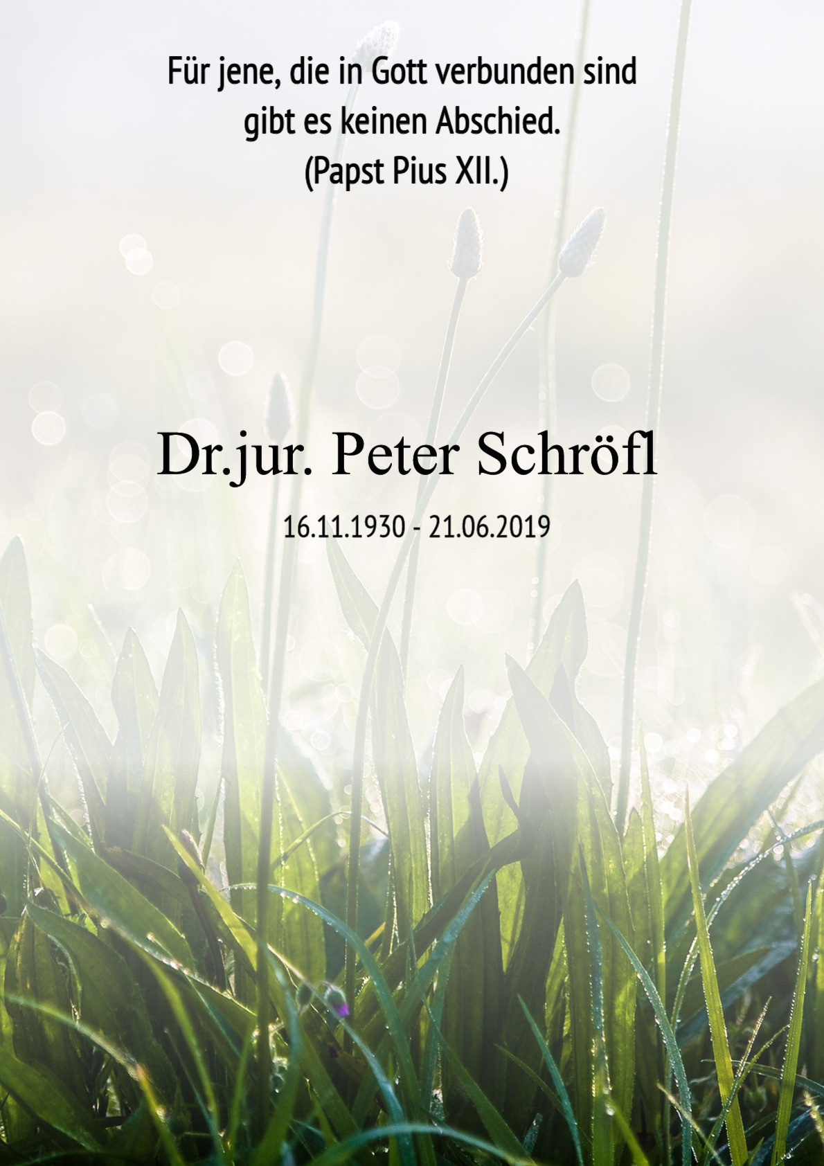 Traueranzeige von Dr.jur. Peter Schröfl