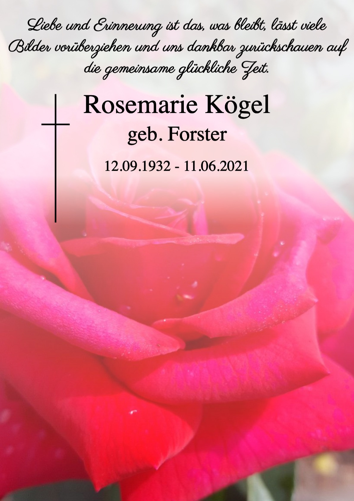 Traueranzeige von Rosemarie Kögel