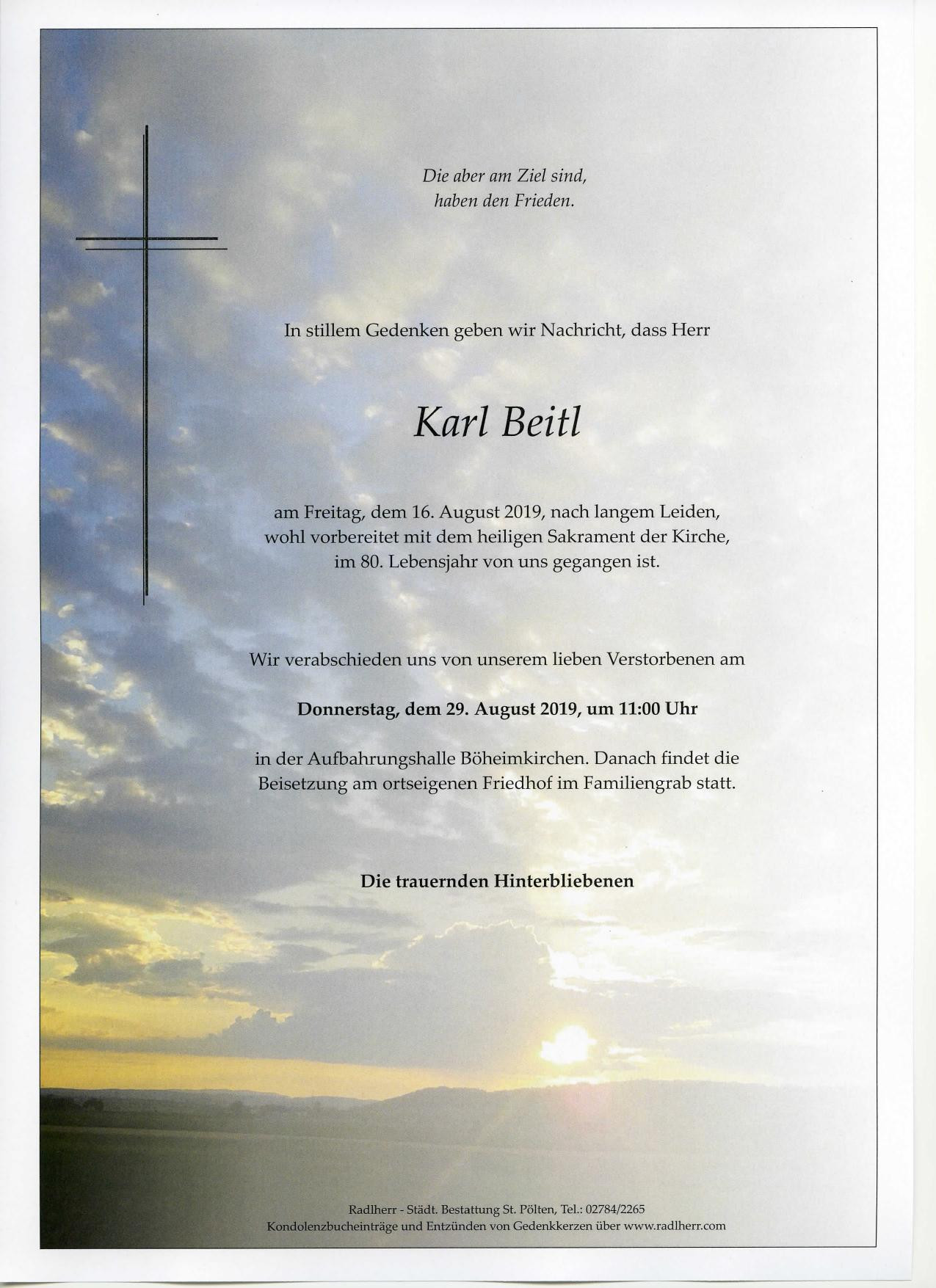 Traueranzeige von Karl Beitl
