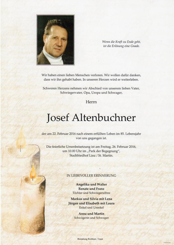 Traueranzeige von Josef Altenbuchner