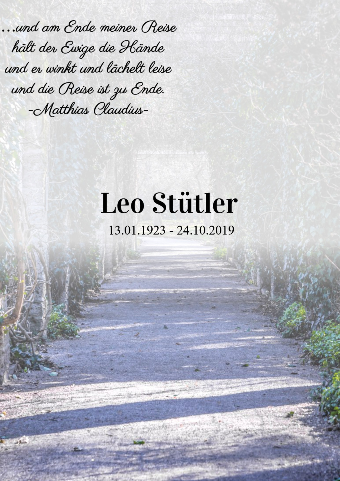 Traueranzeige von Leo Stütler