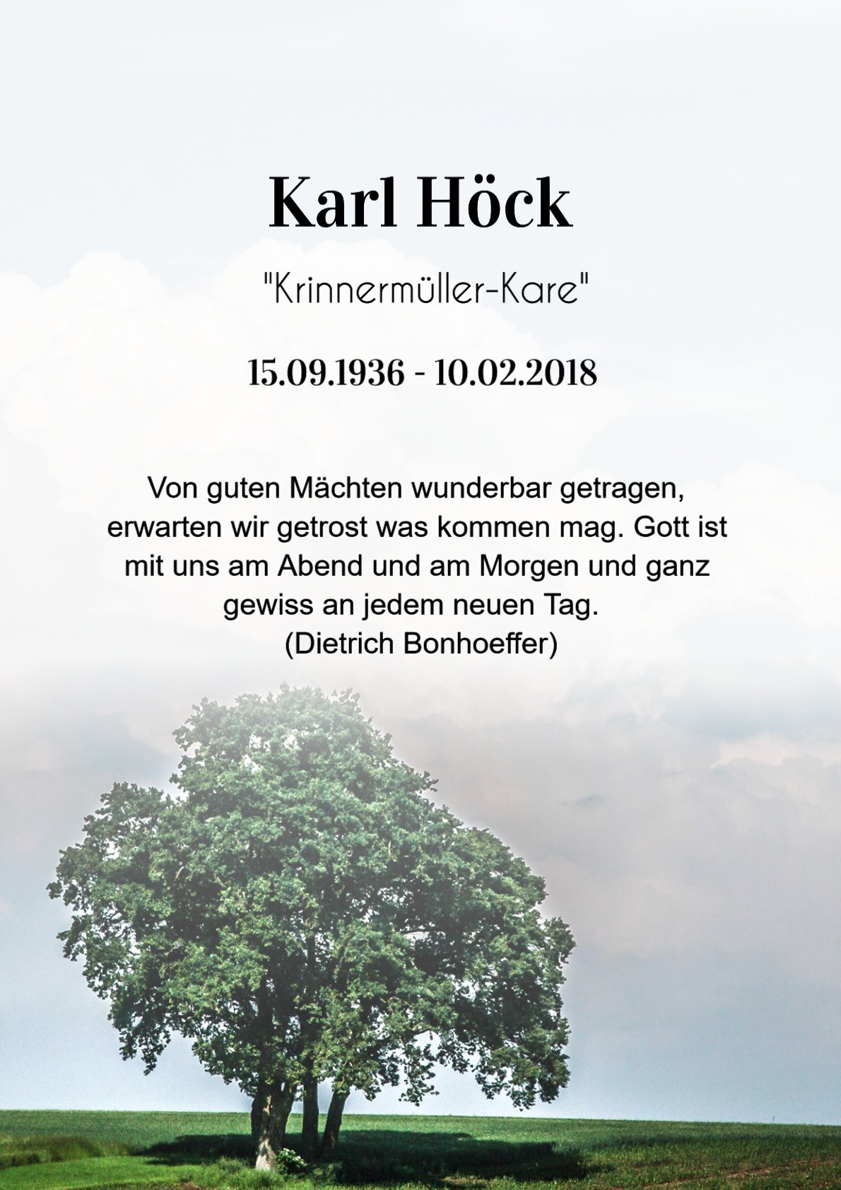 Traueranzeige von Karl Höck