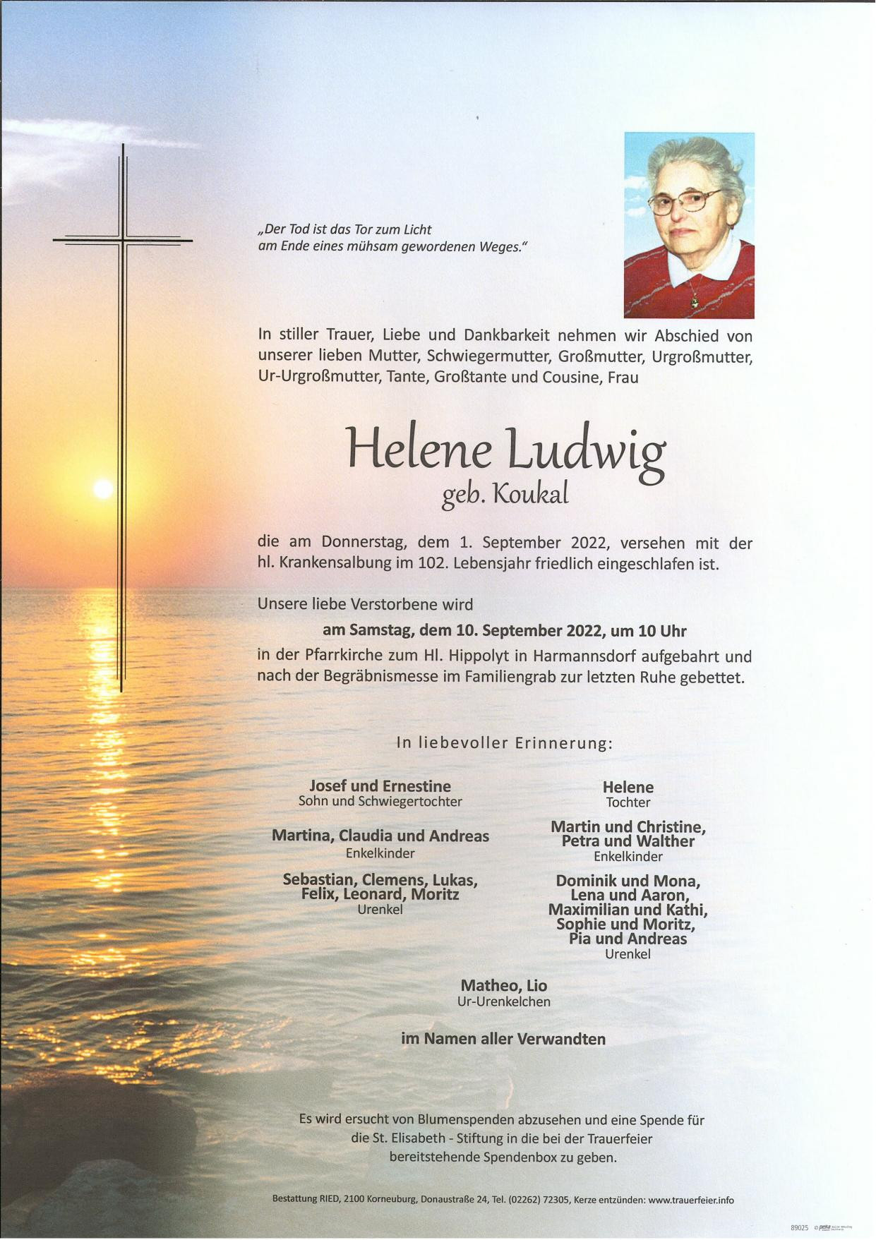 Traueranzeige von Helene Ludwig