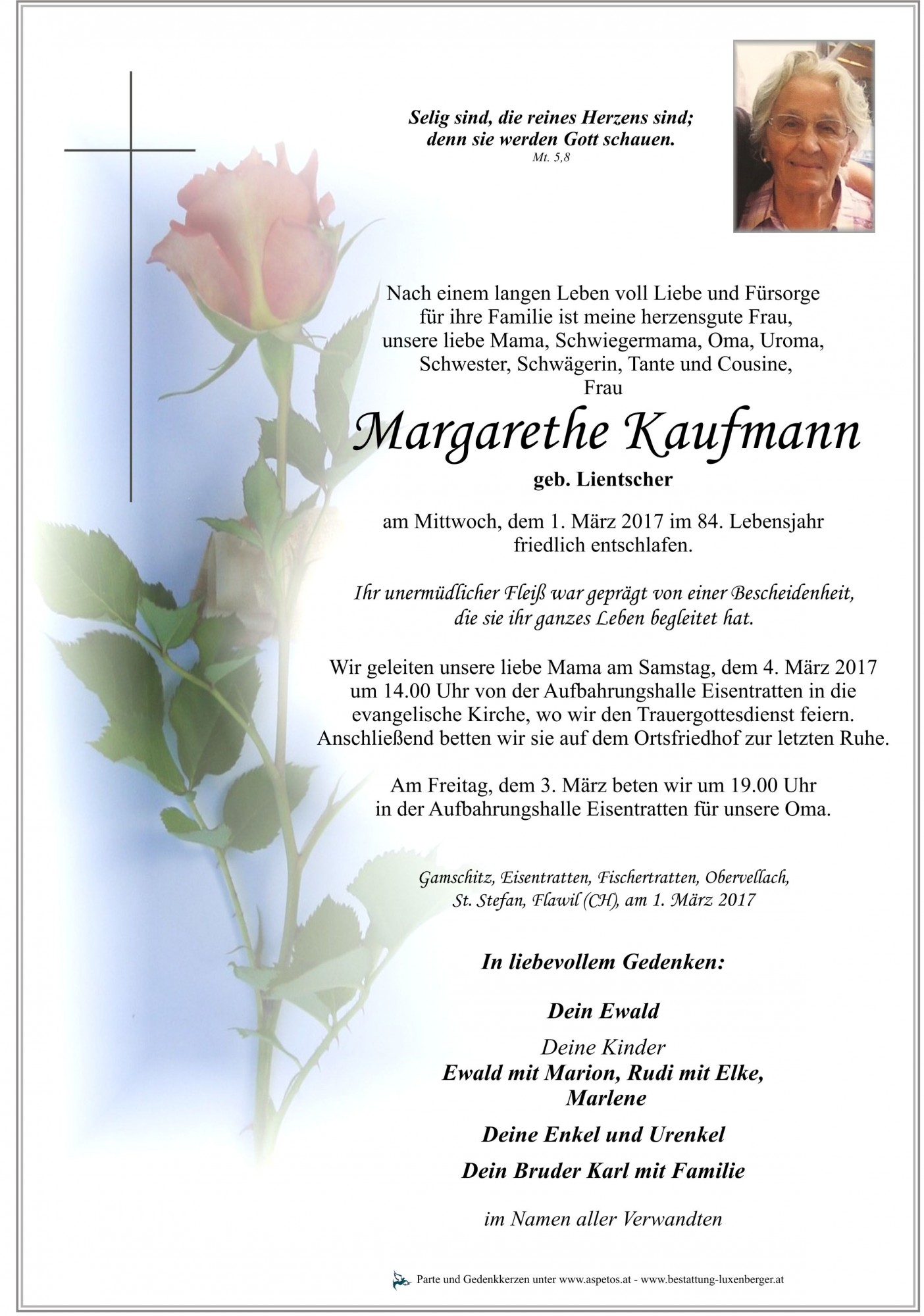 Traueranzeige von Margarethe Kaufmann