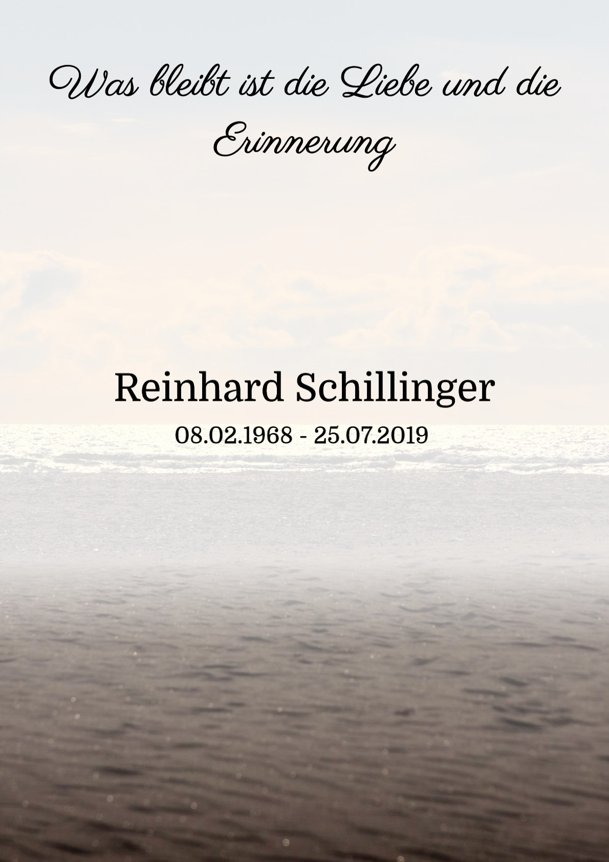 Traueranzeige von Reinhard Schillinger