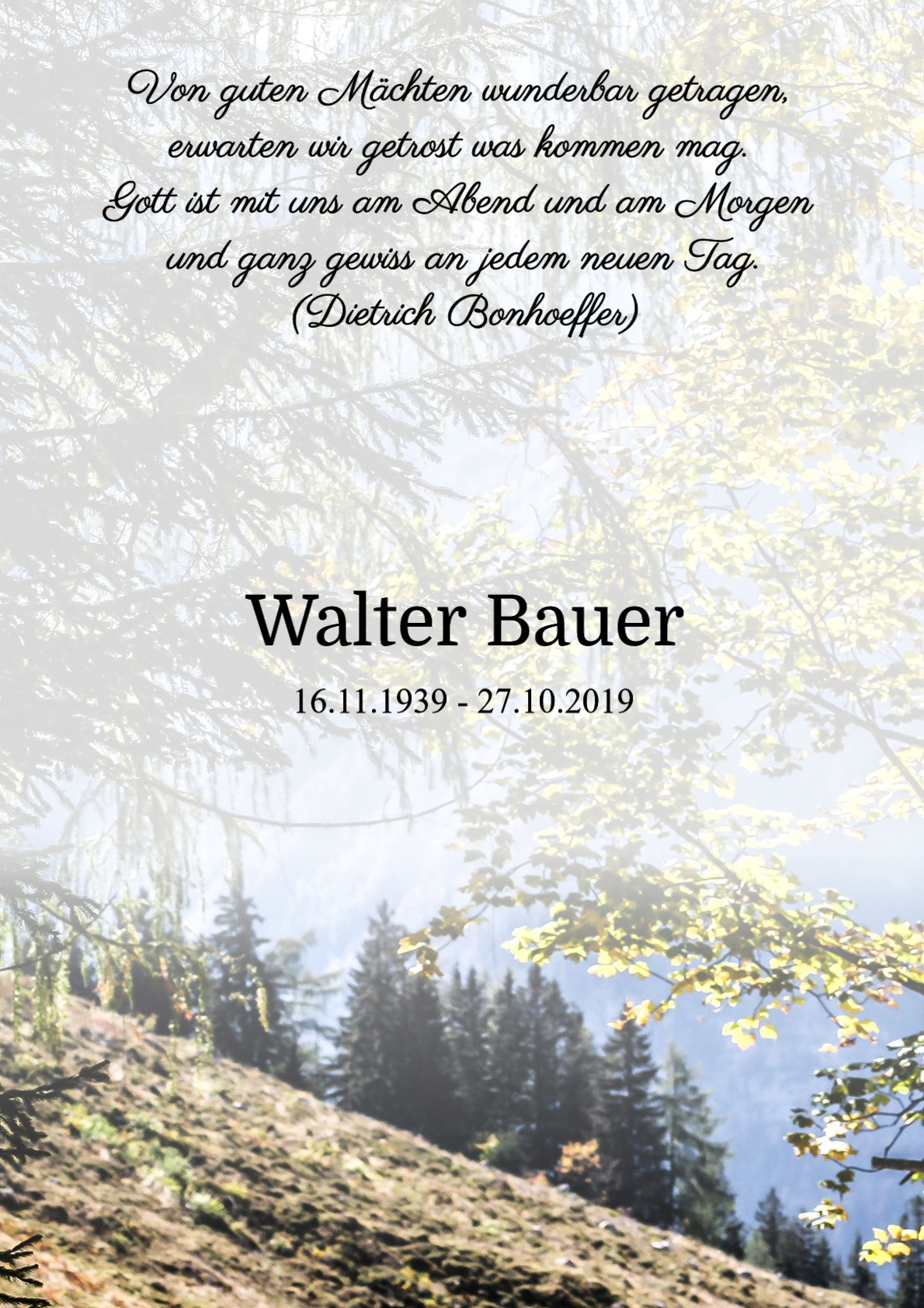Traueranzeige von Walter Bauer
