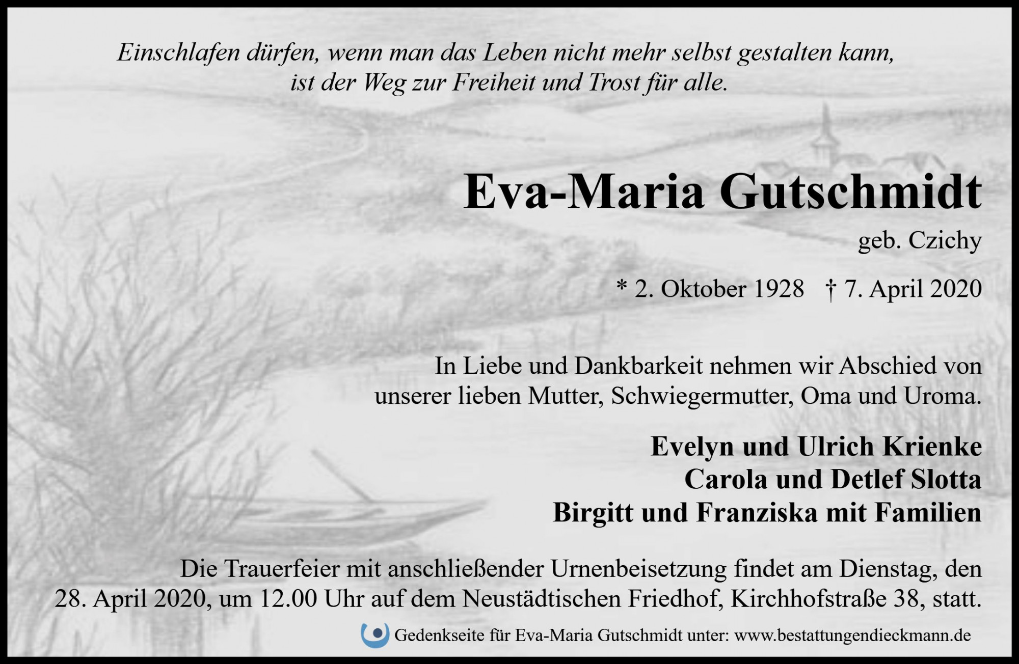 Traueranzeige von Eva-Maria Gutschmidt