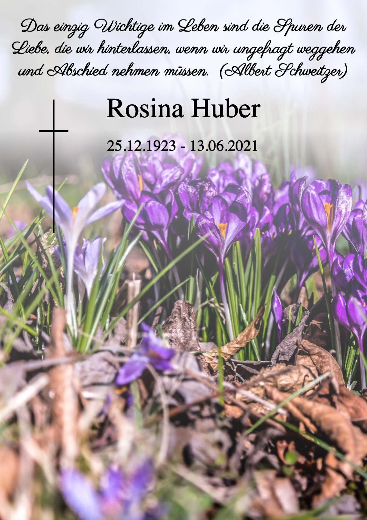 Traueranzeige von Rosina Huber