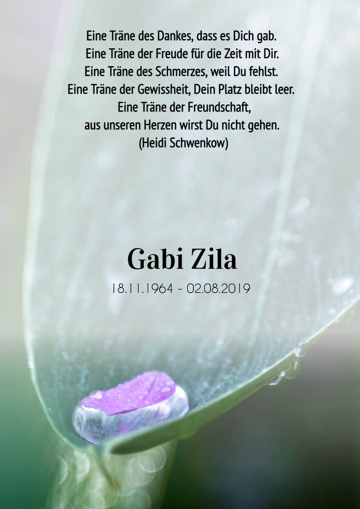 Traueranzeige von Gabi Zila