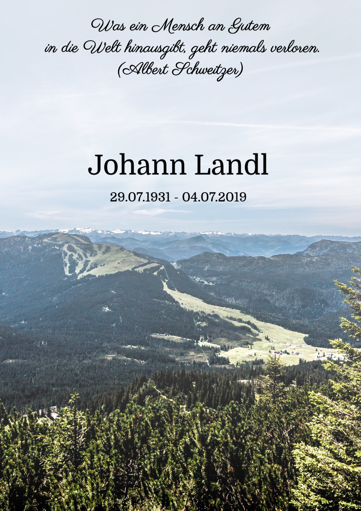 Traueranzeige von Johann Landl
