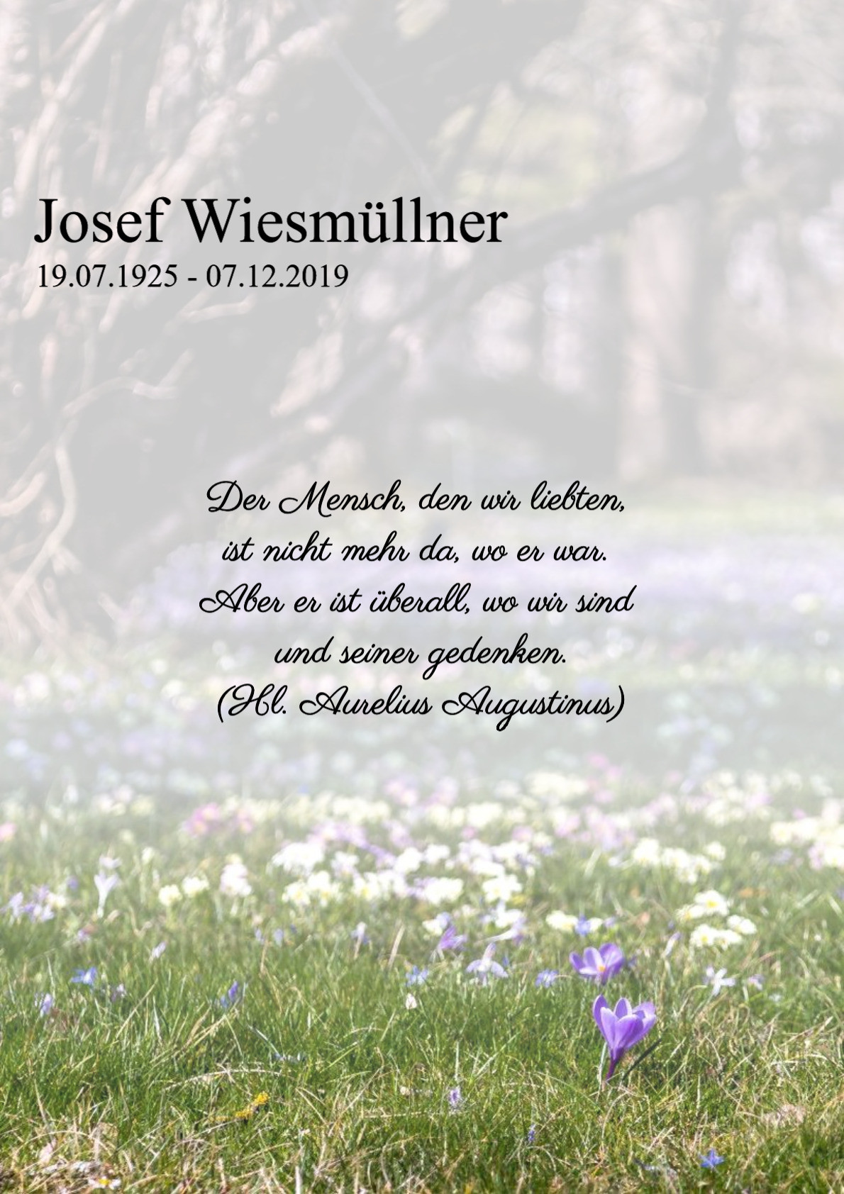 Traueranzeige von Josef Wiesmüllner
