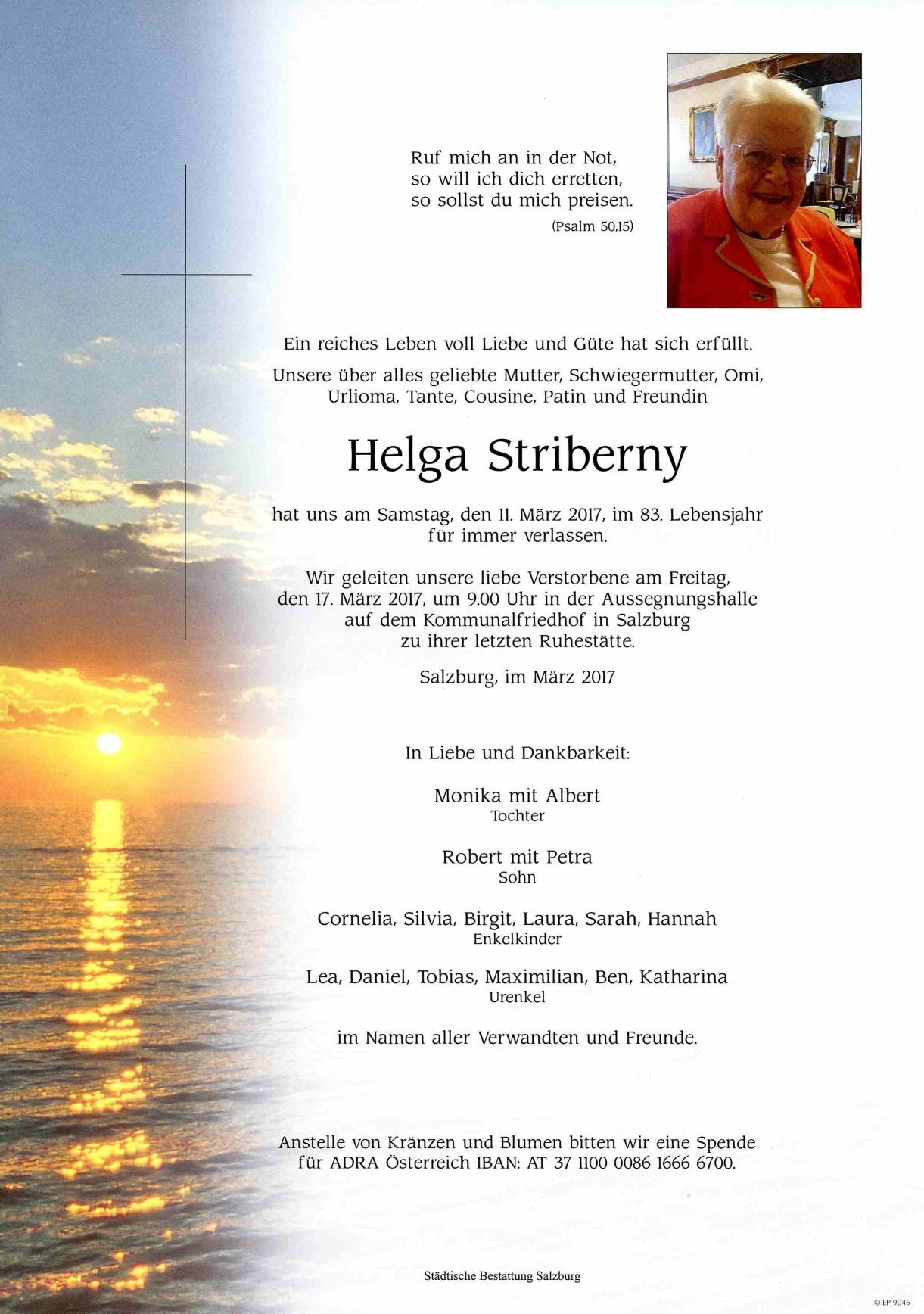 Traueranzeige von Helga Striberny