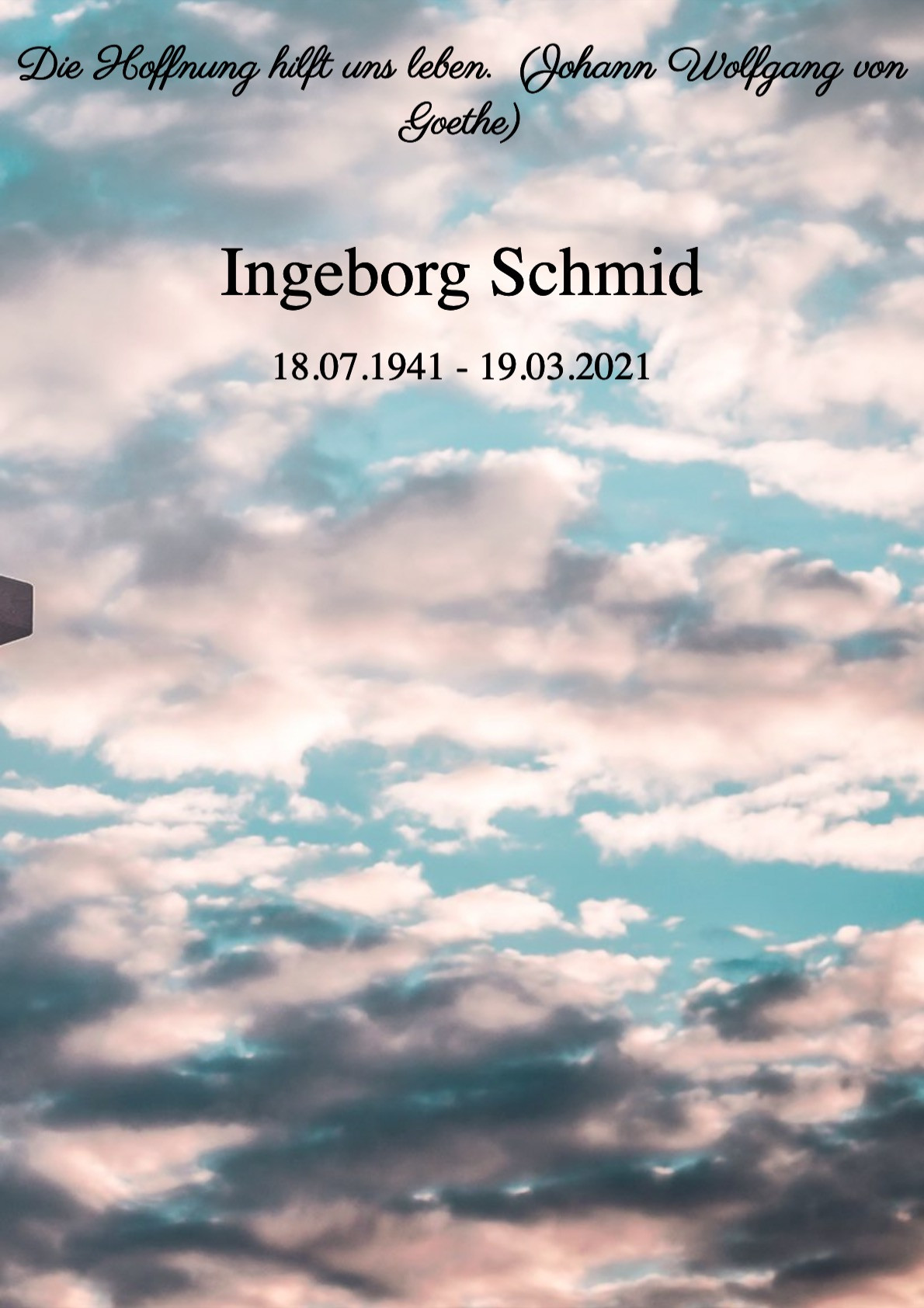 Traueranzeige von Ingeborg Schmid