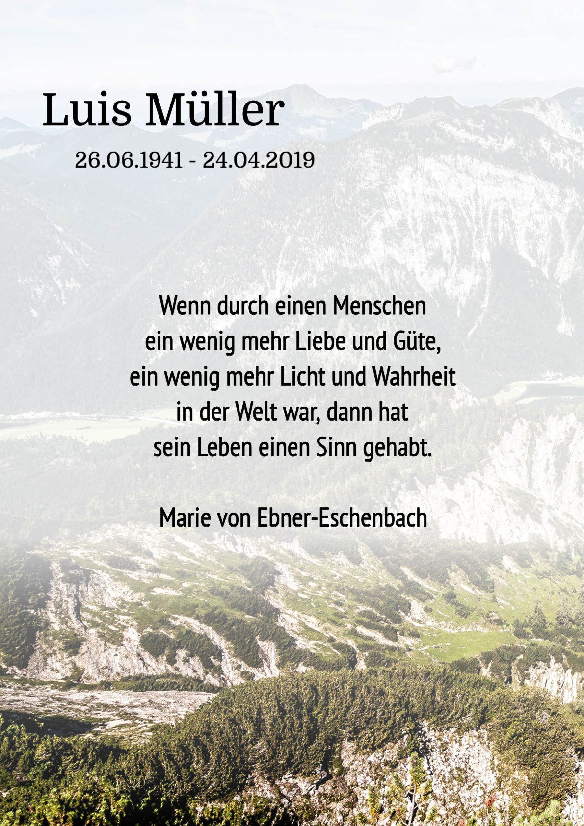 Traueranzeige von Alois (Luis) Müller