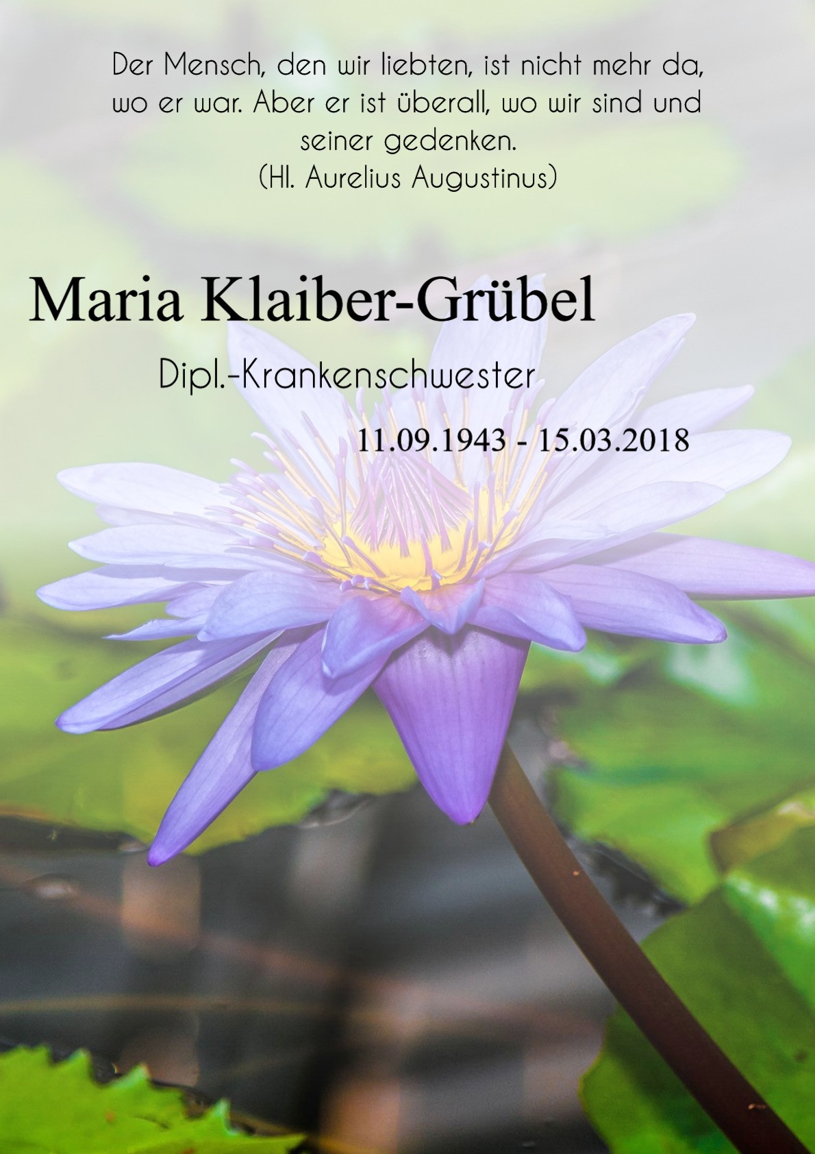 Traueranzeige von Maria Klaiber-Grübel