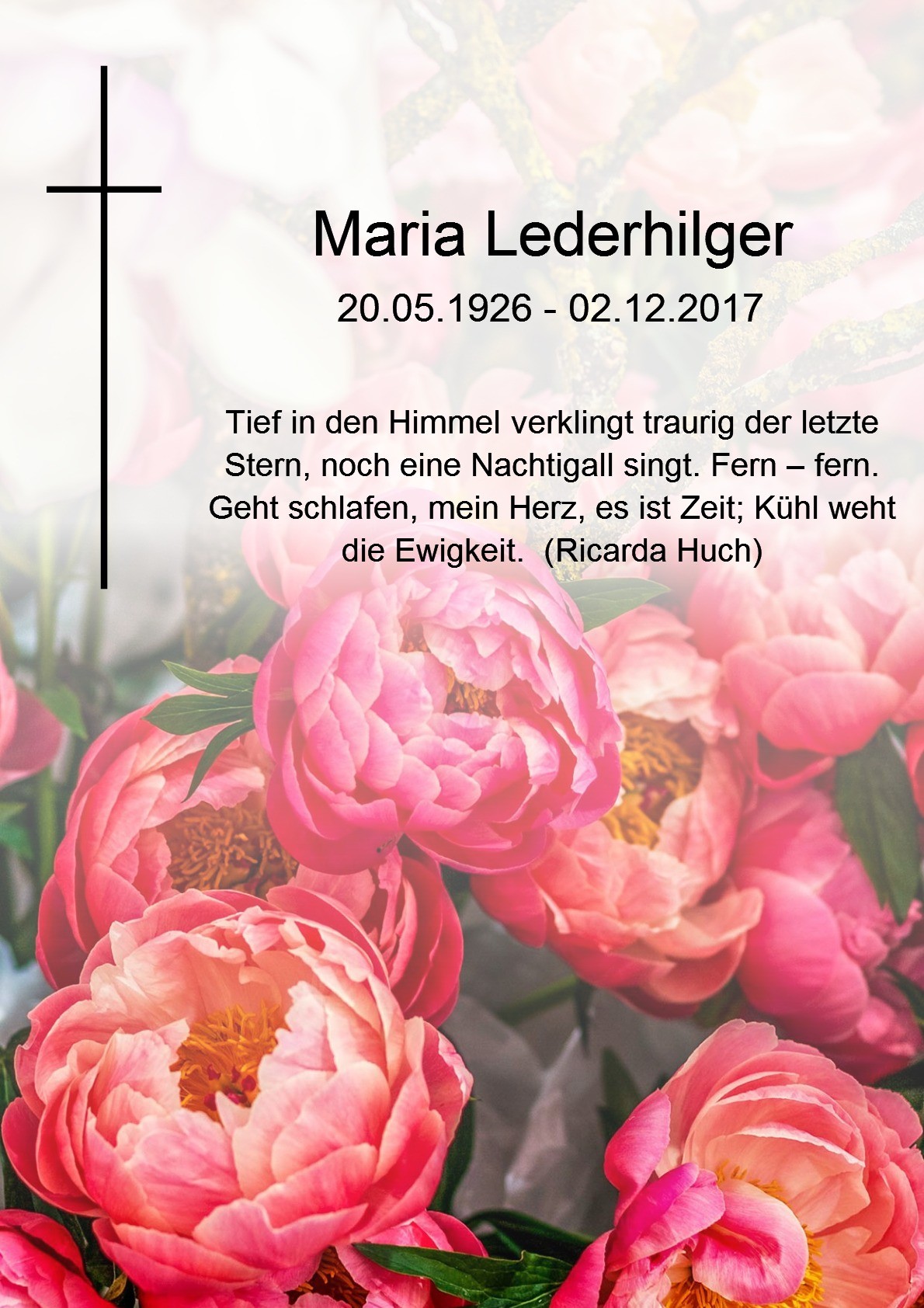 Traueranzeige von Maria Lederhilger