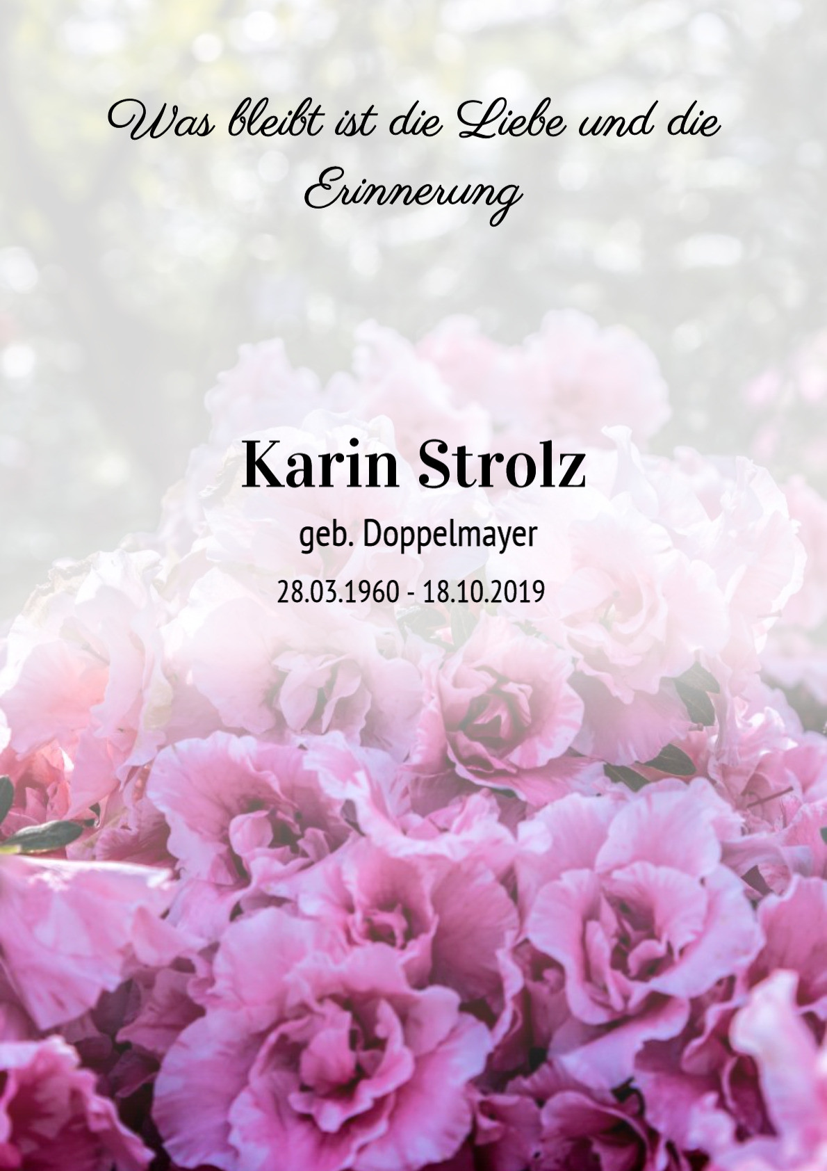 Traueranzeige von Karin Strolz