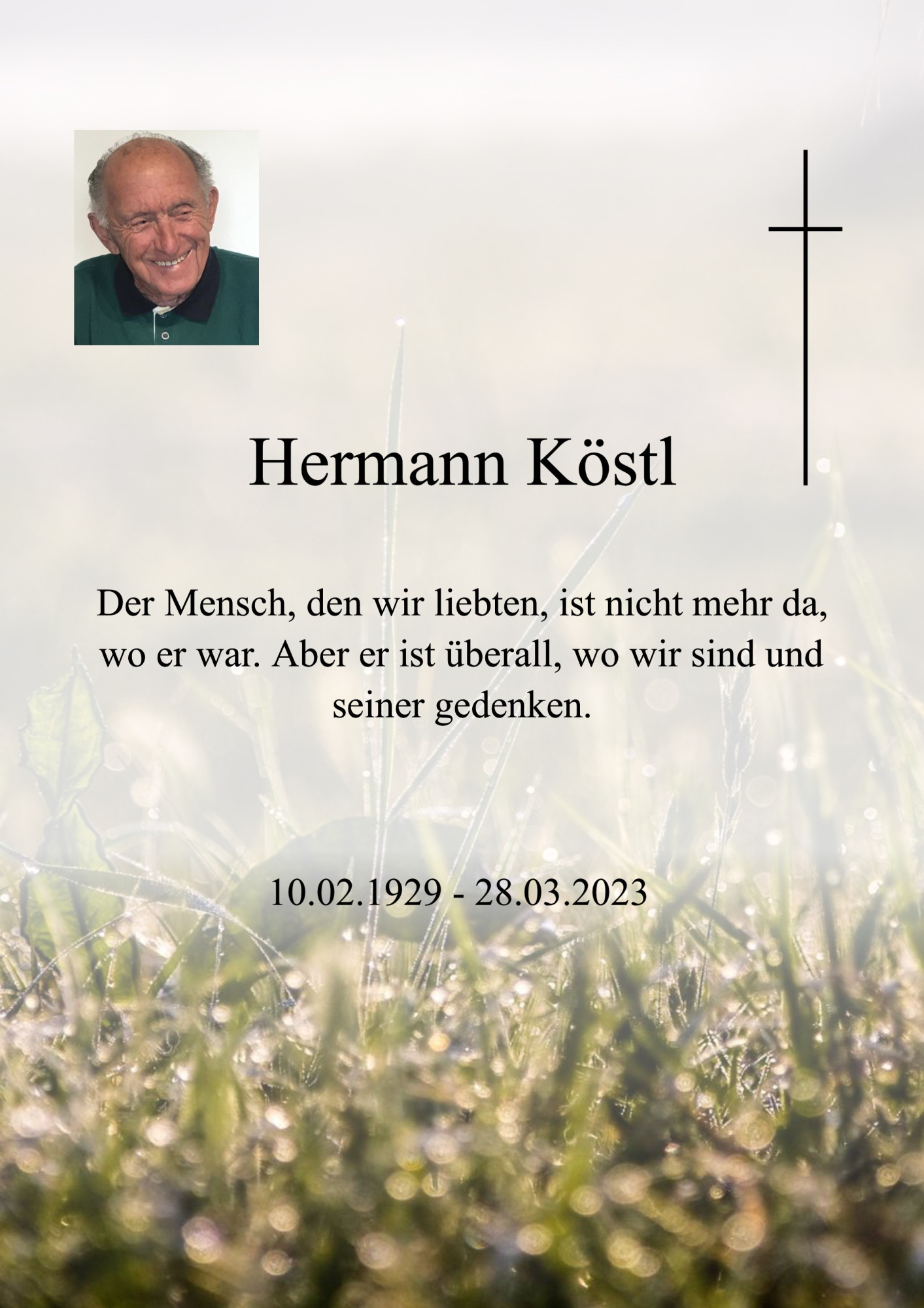 Traueranzeige von Hermann Köstl