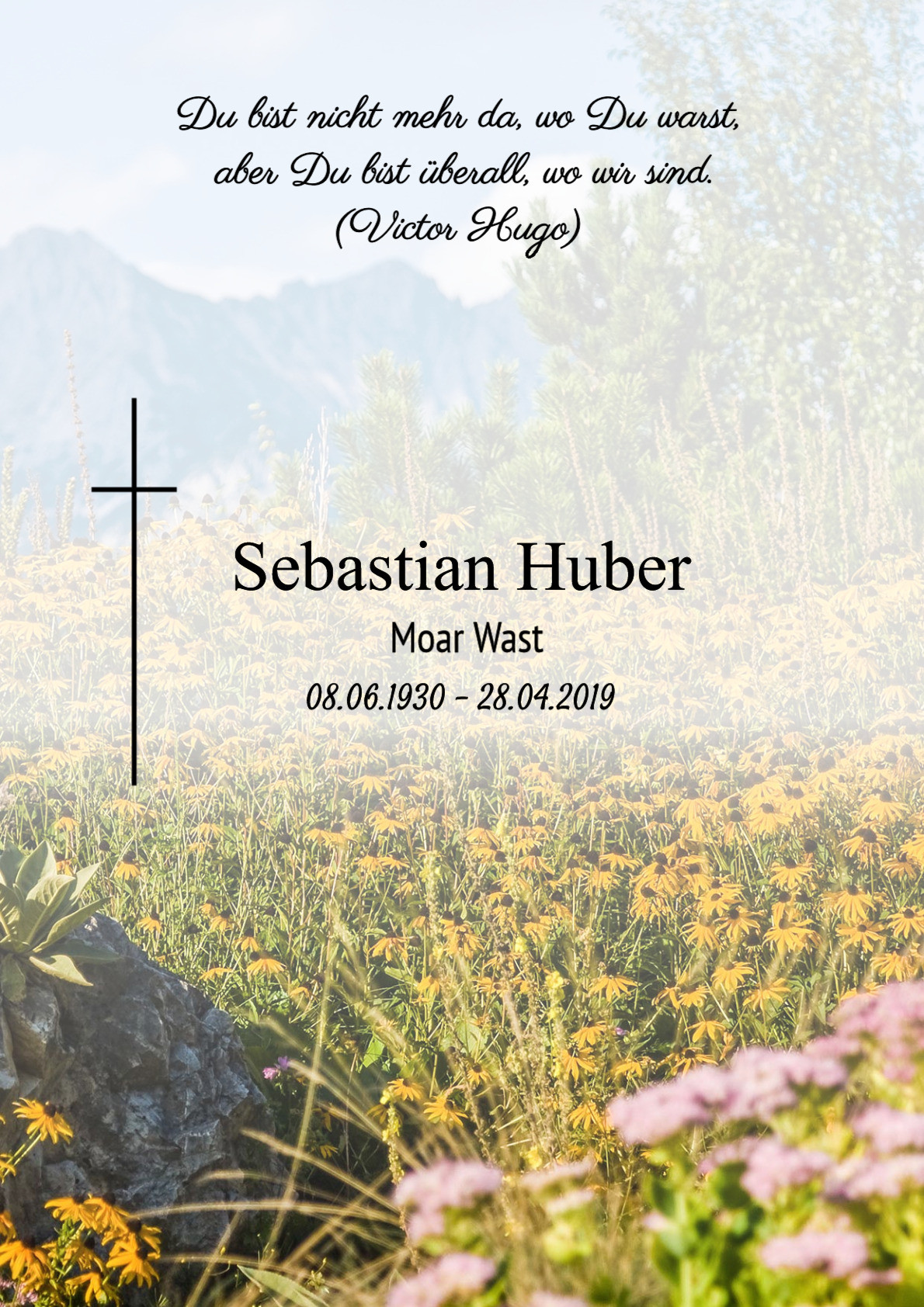 Traueranzeige von Sebastian Huber