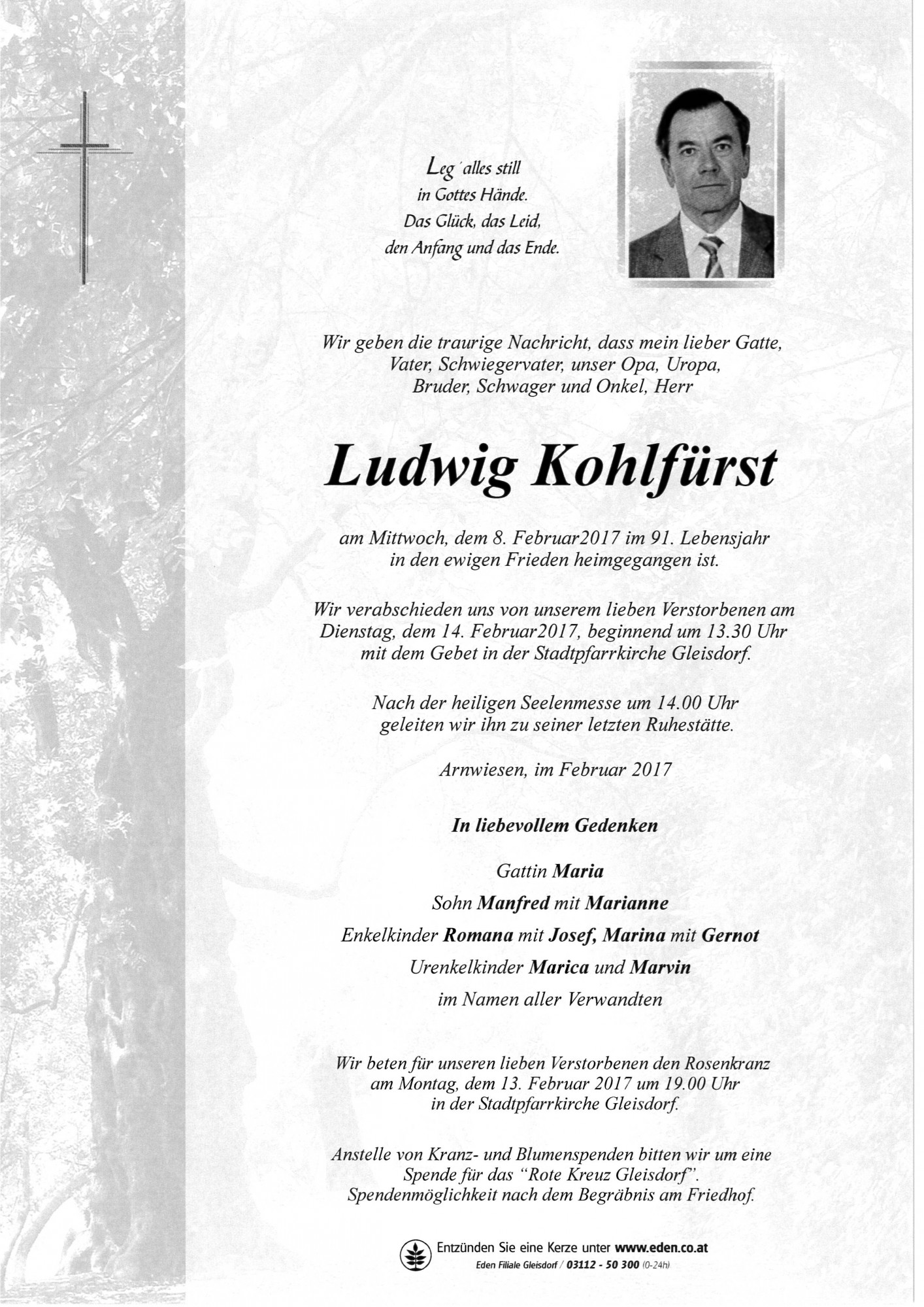 Traueranzeige von Ludwig Kohlfürst