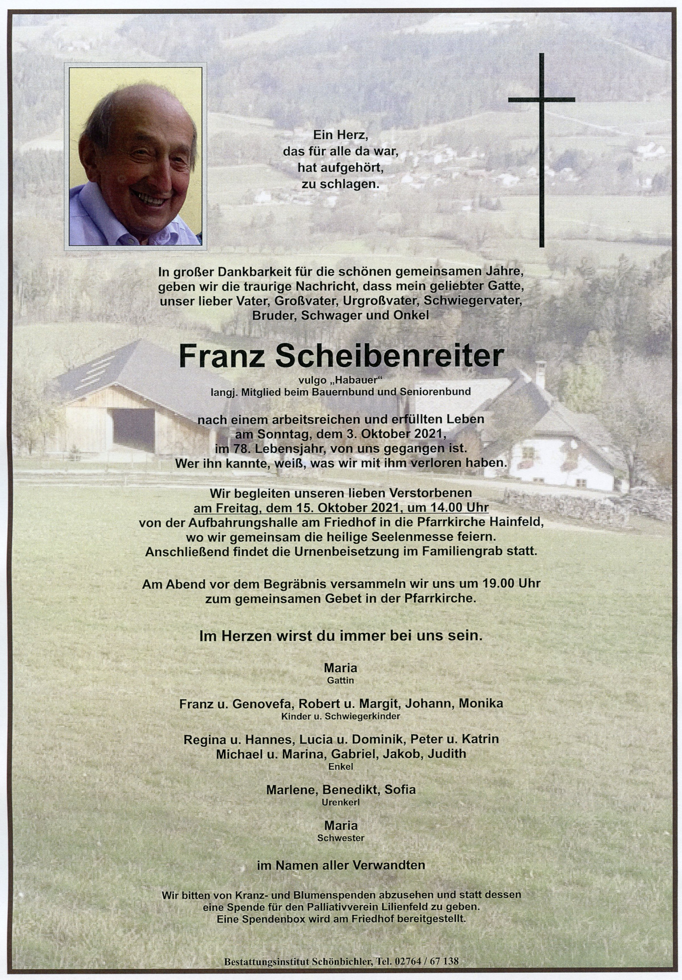 Traueranzeige von Franz Scheibenreiter