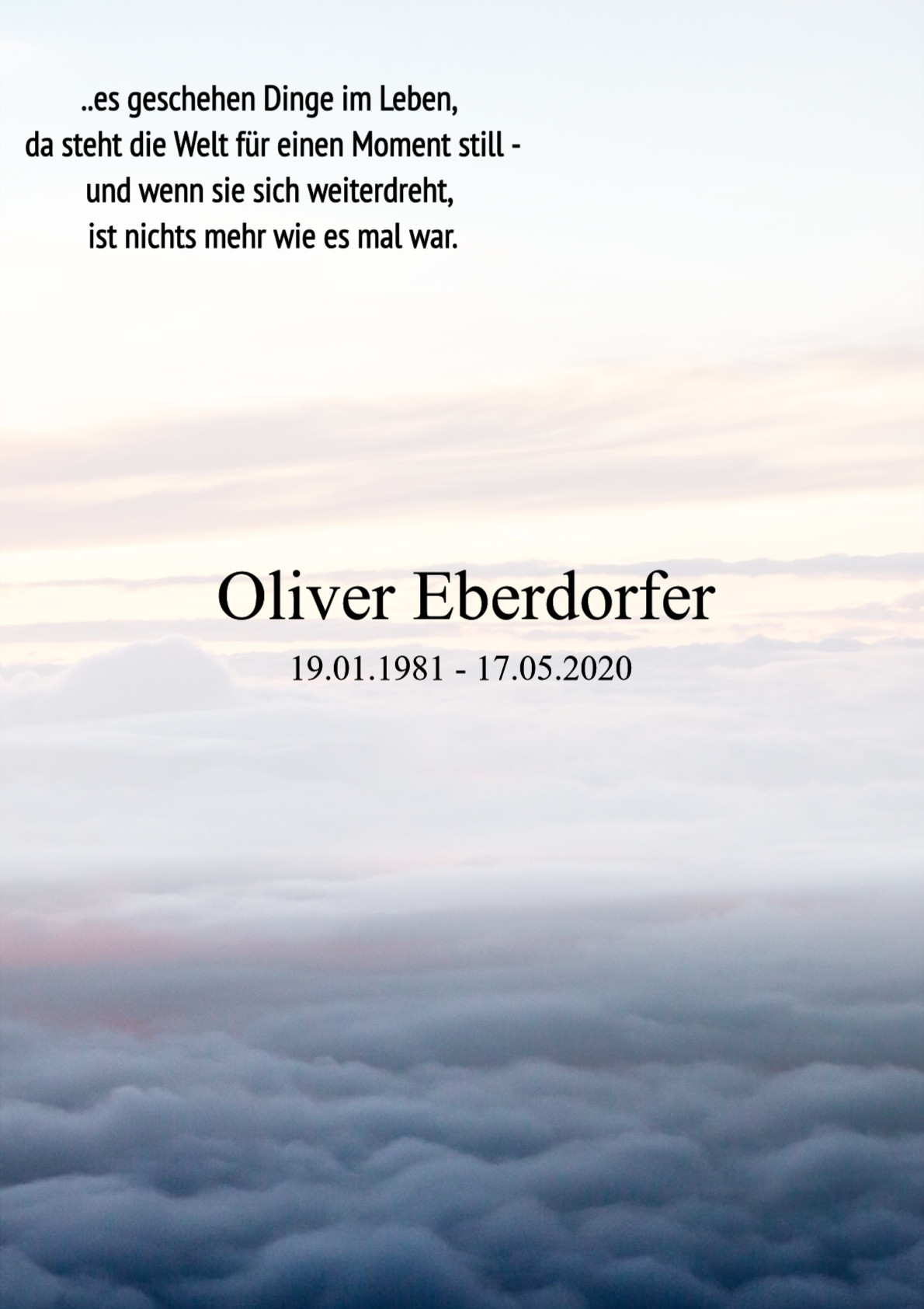 Traueranzeige von Oliver Eberdorfer
