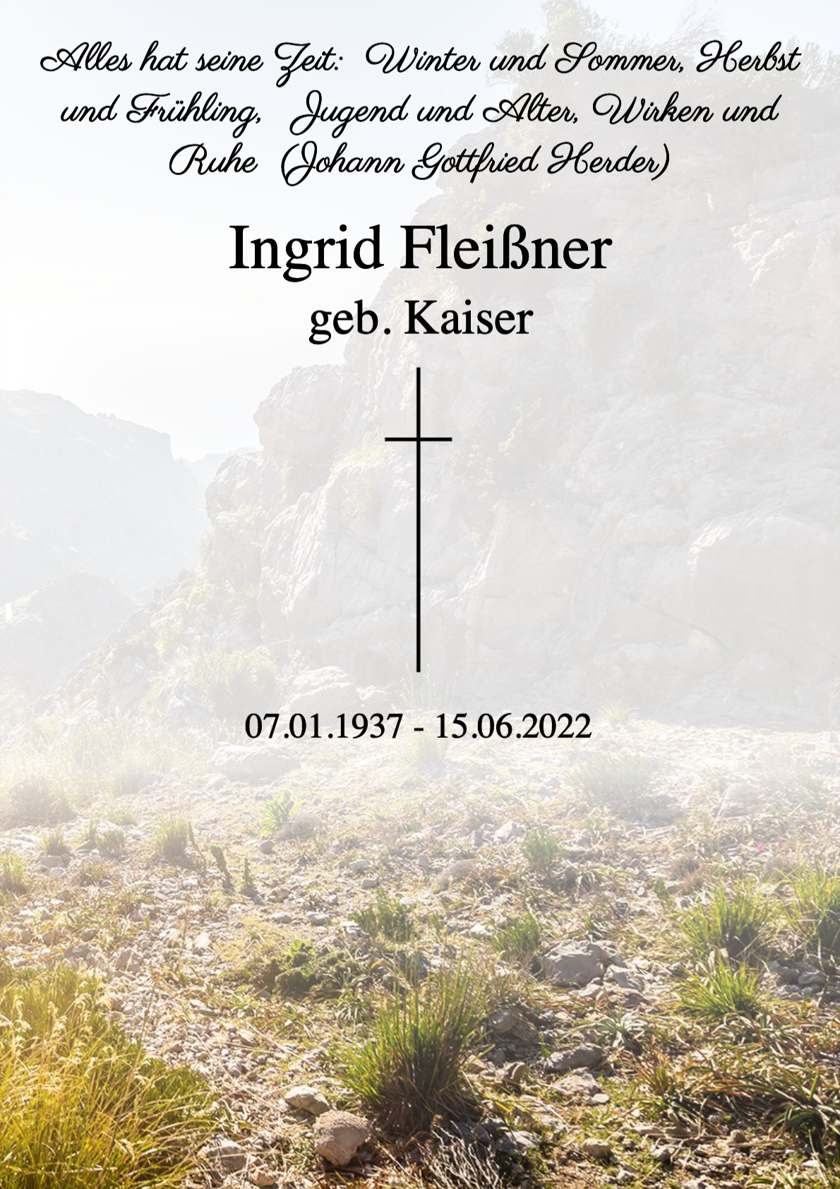 Traueranzeige von Ingrid Fleißner