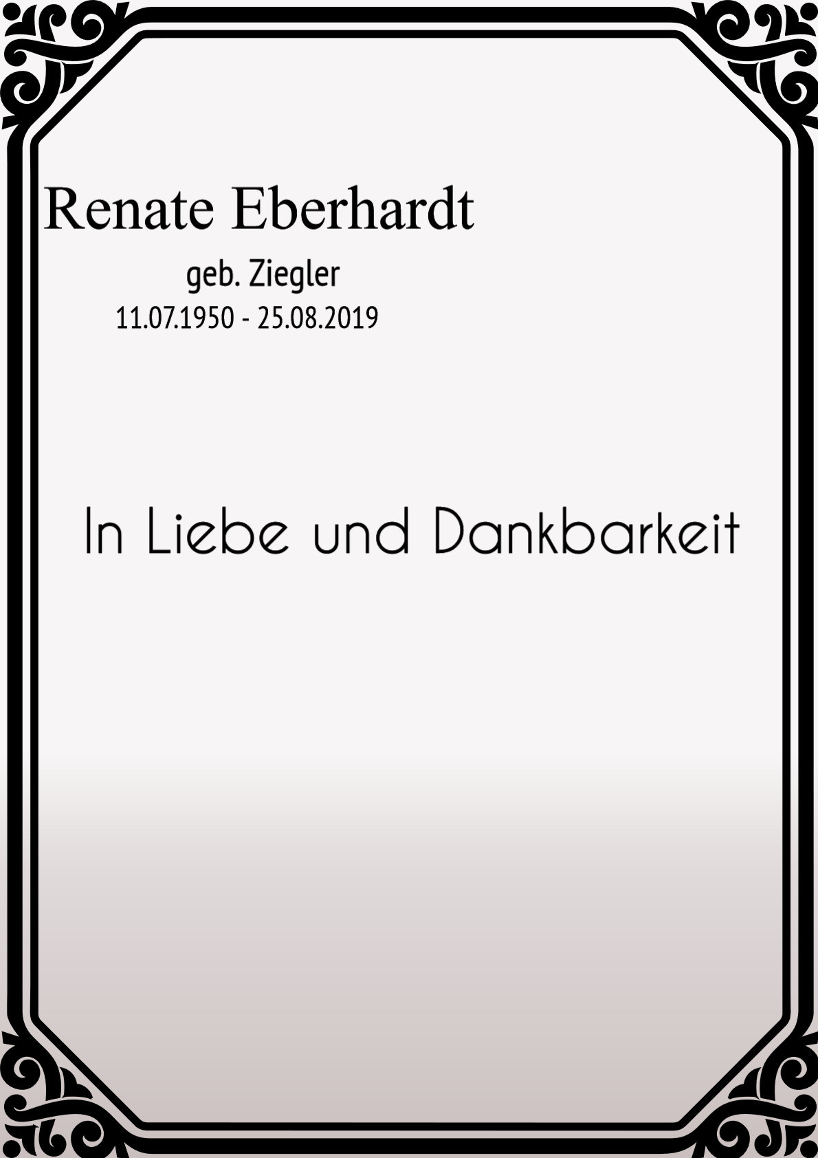 Traueranzeige von Renate Eberhardt