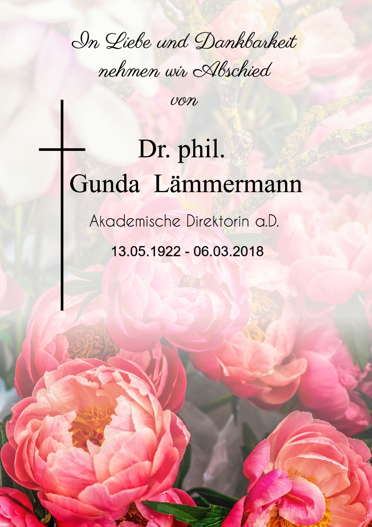 Traueranzeige von Dr. phil. Gunda Lämmermann