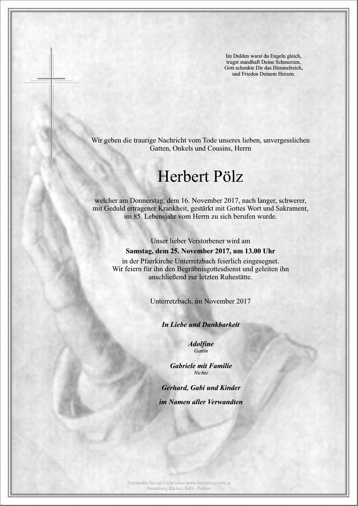 Traueranzeige von Herbert Pölz