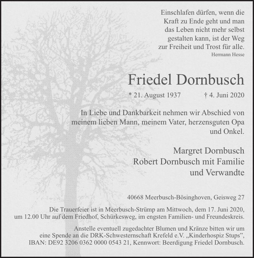 Traueranzeige von Friedel Dornbusch