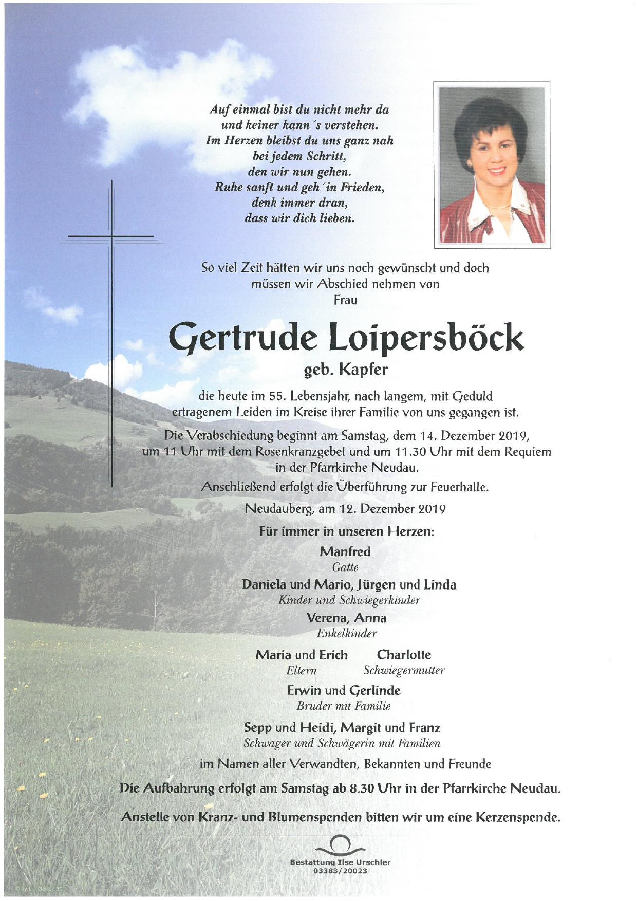 Traueranzeige von Gertrude Loipersböck