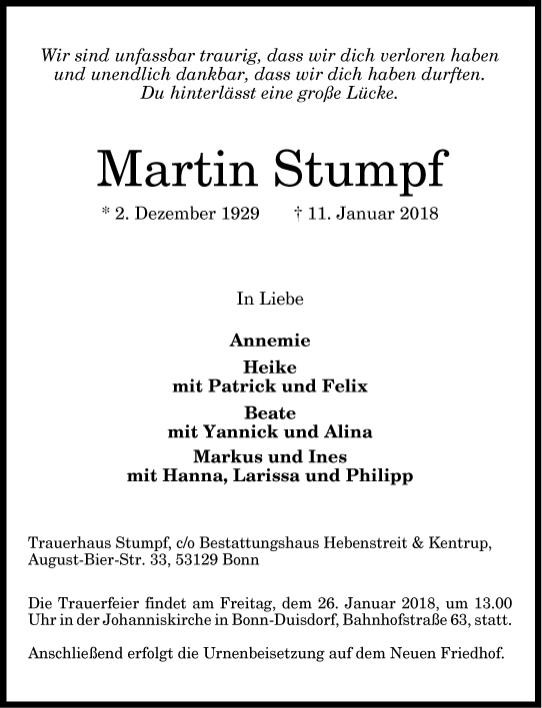 Traueranzeige von Martin Stumpf