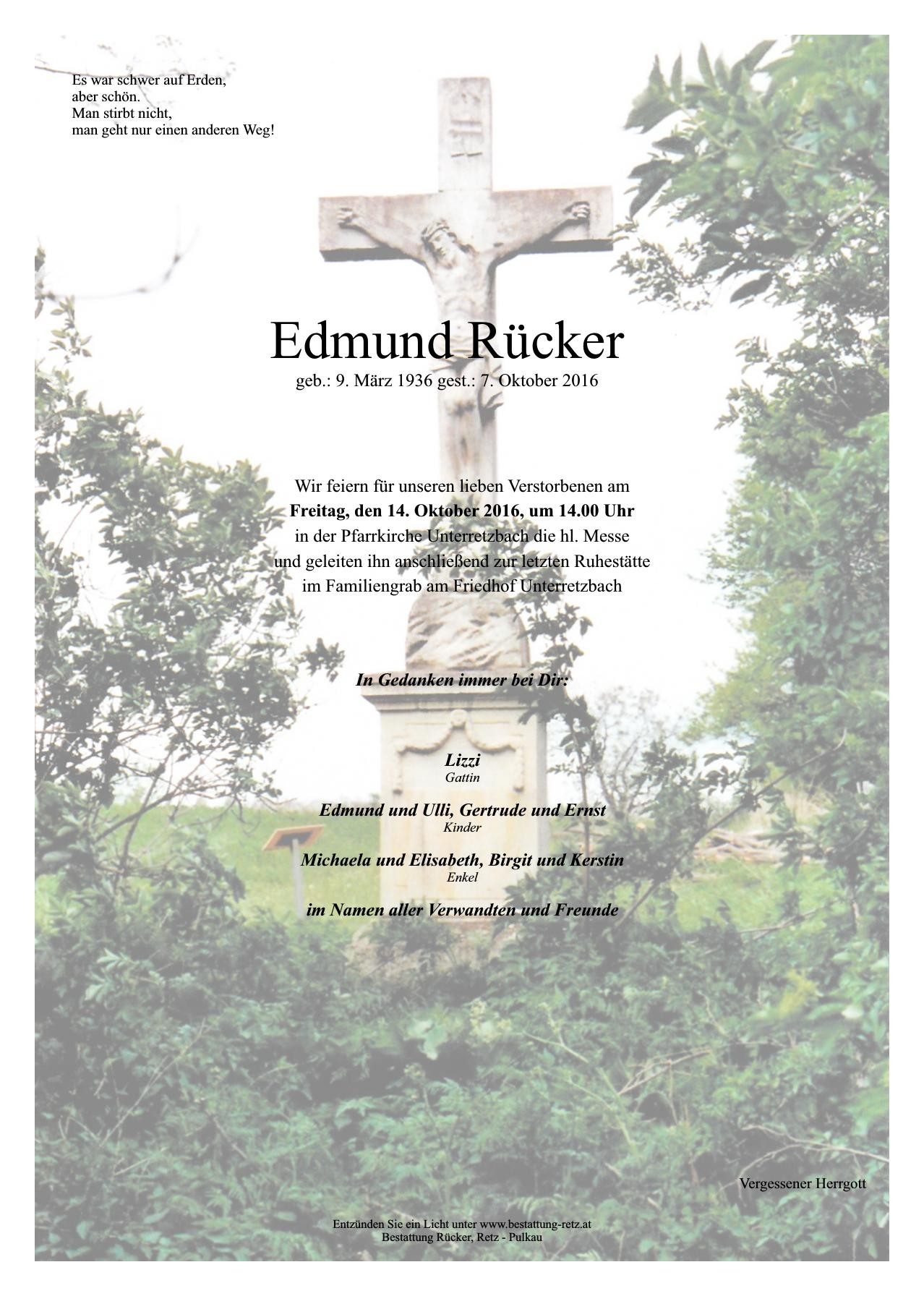 Traueranzeige von Edmund Rücker