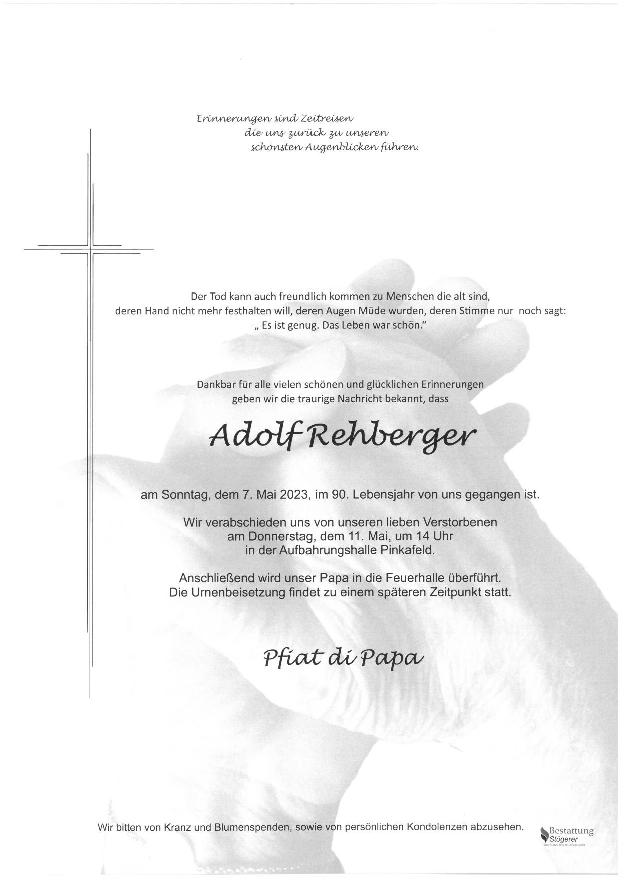 Traueranzeige von Adolf Rehberger