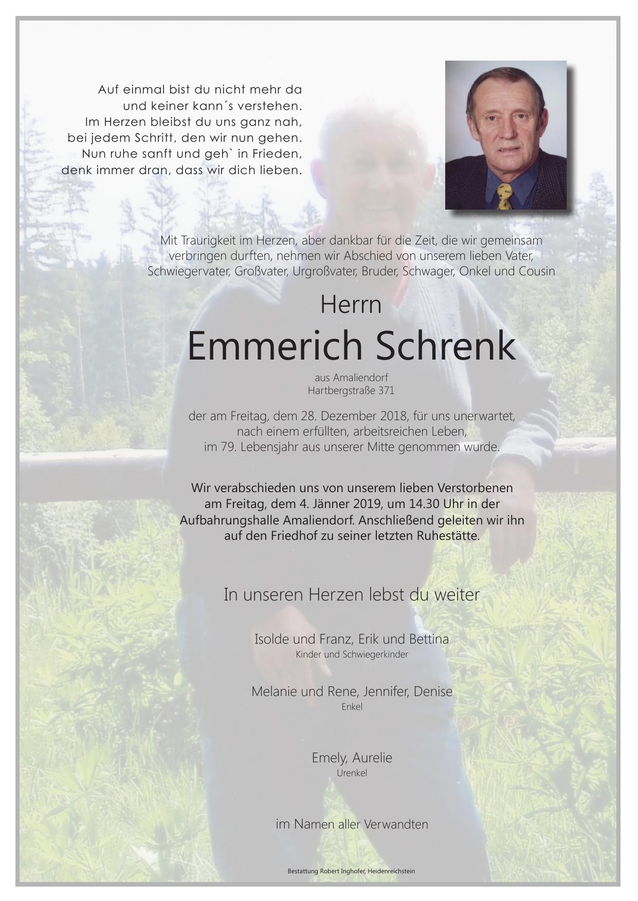 Traueranzeige von Emmerich Schrenk