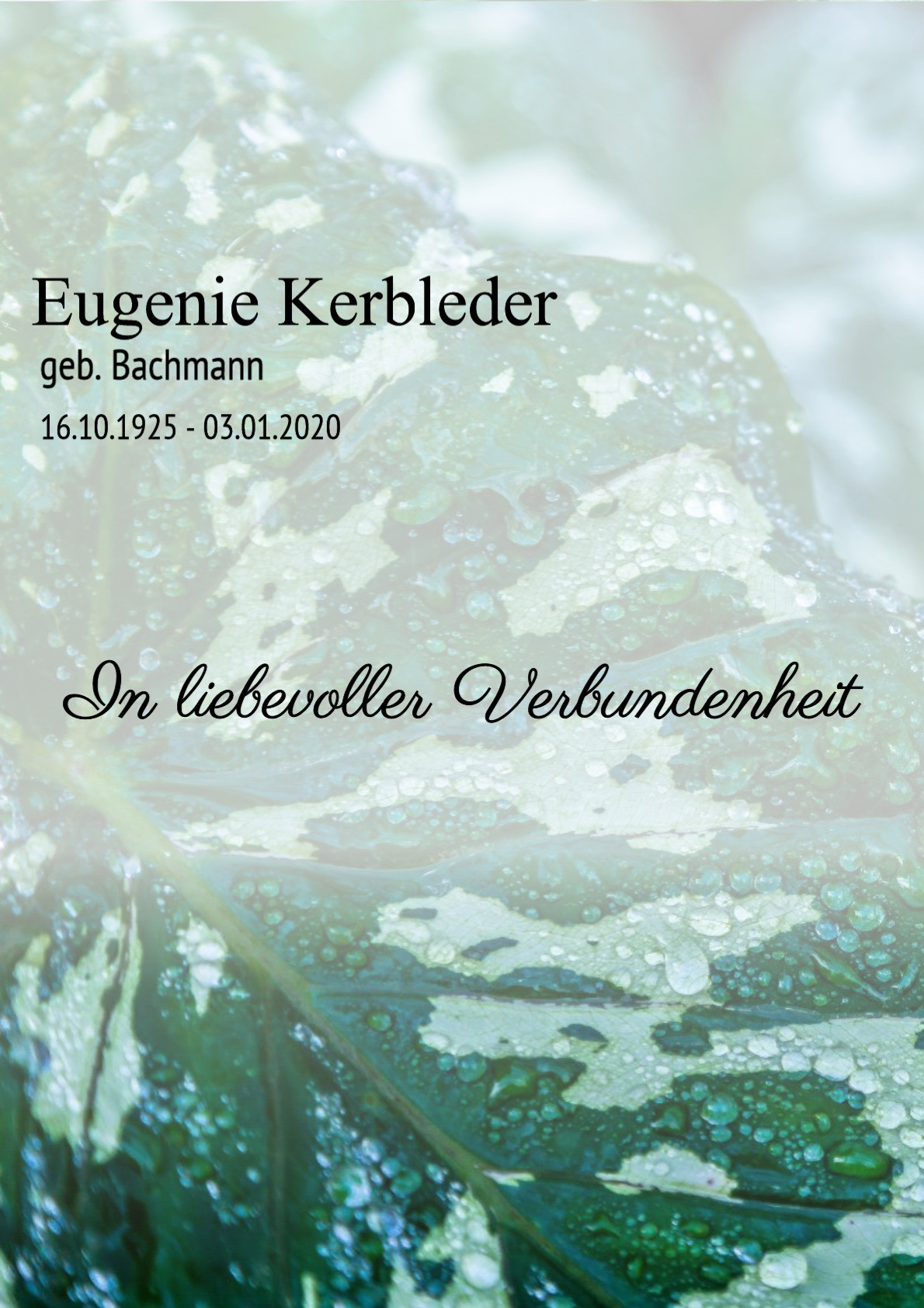 Traueranzeige von Eugenie Kerbleder