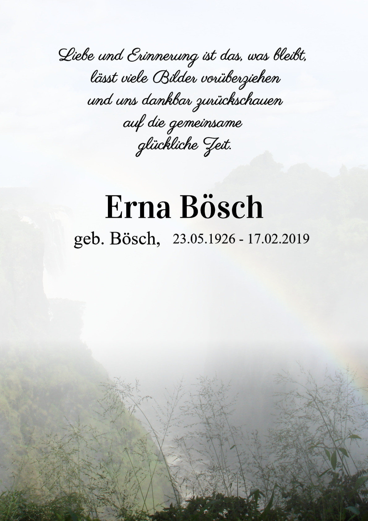 Traueranzeige von Erna Bösch