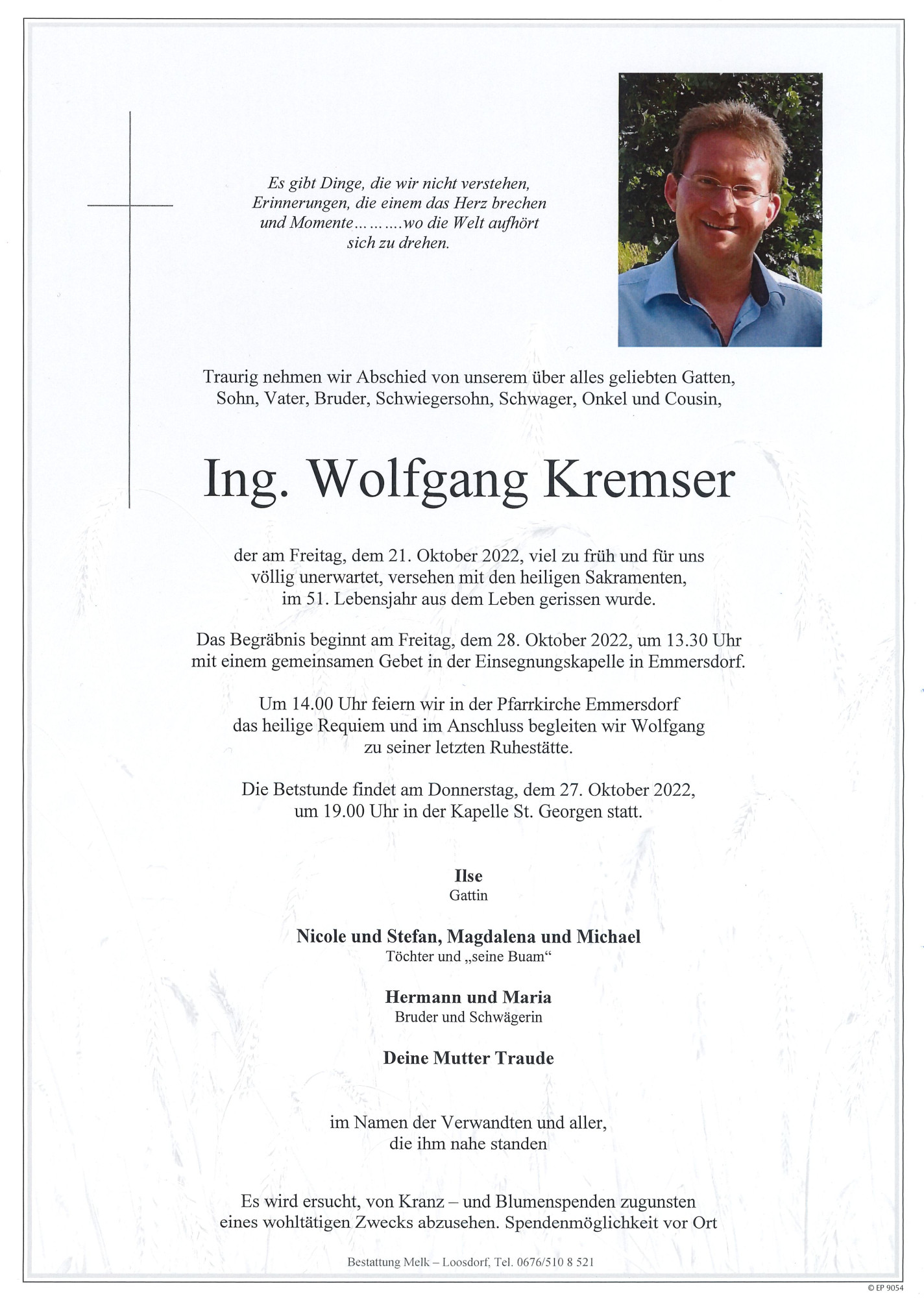 Traueranzeige von Wolfgang Kremser