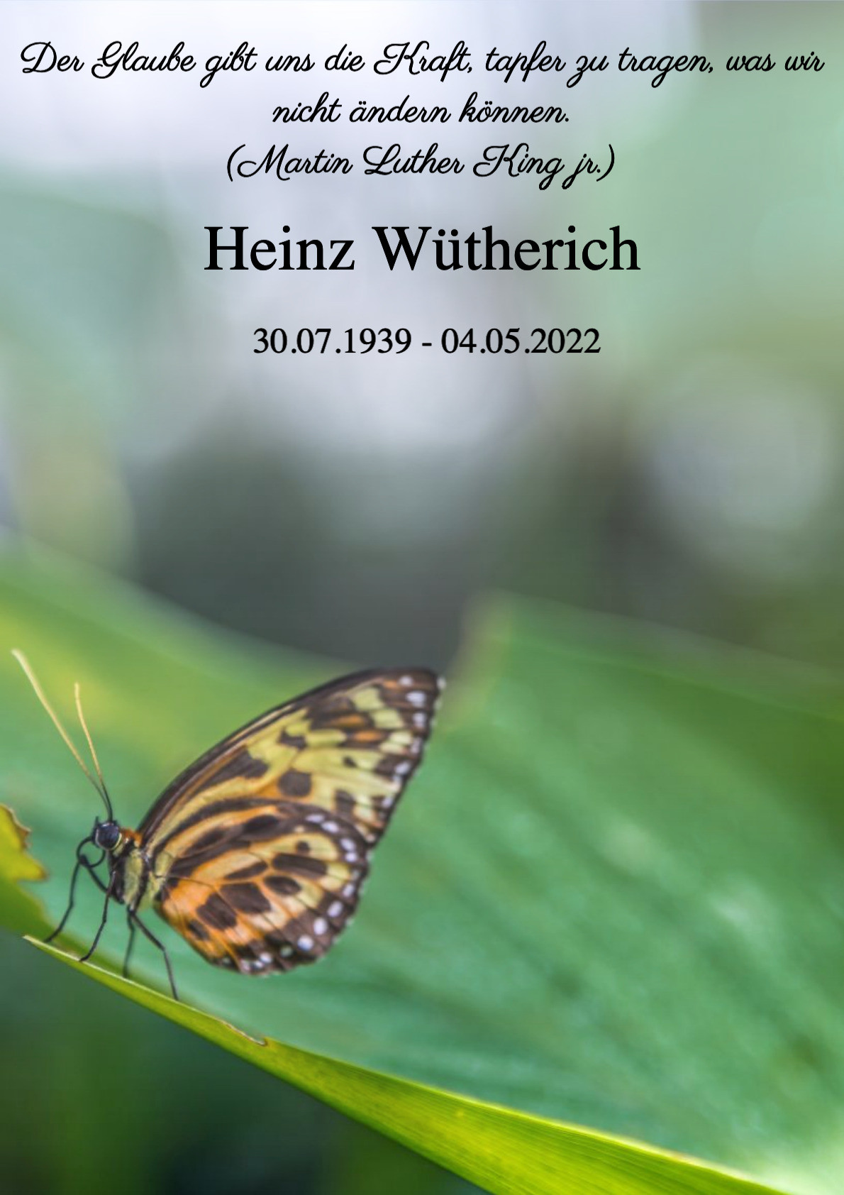 Traueranzeige von Heinz Wütherich